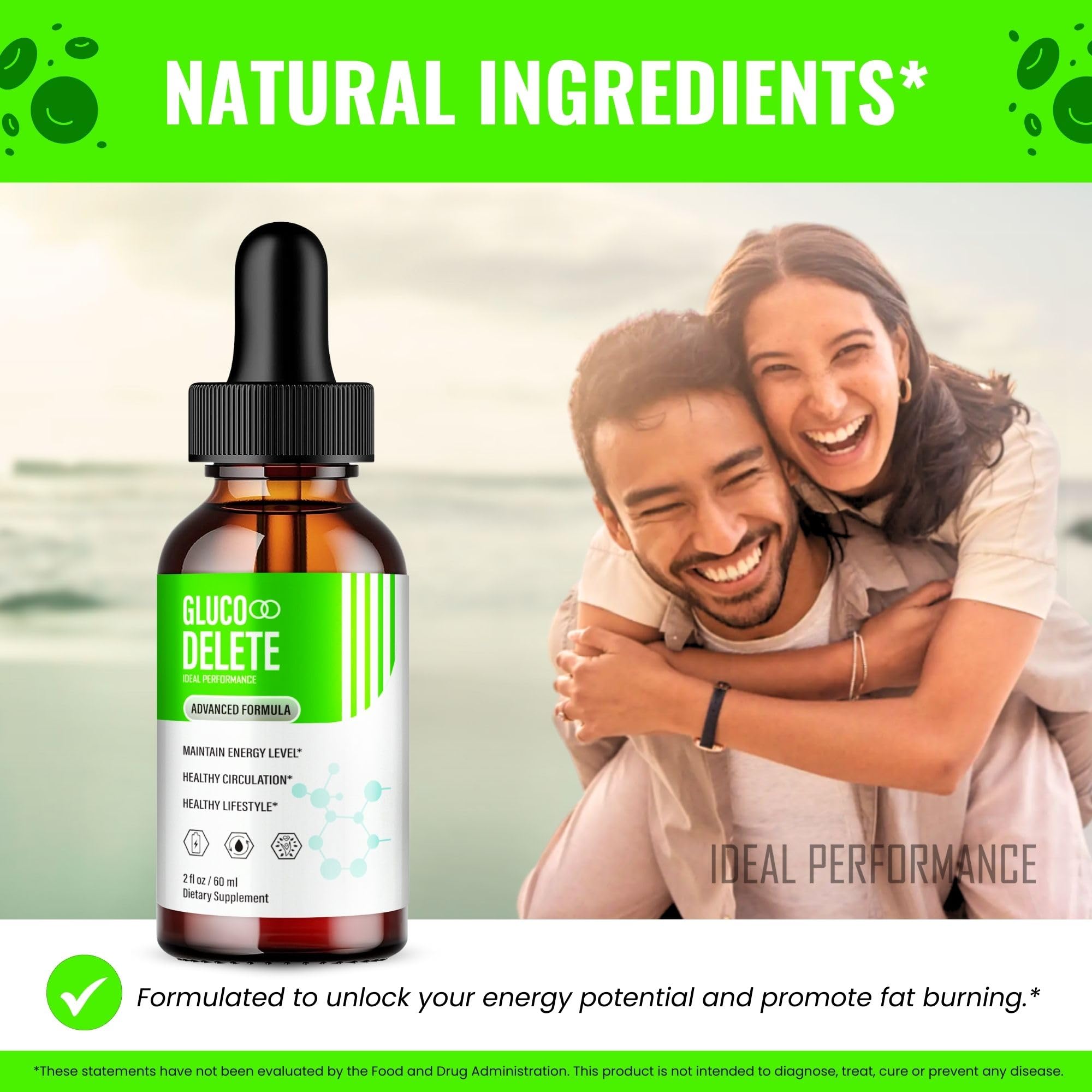 IDEAL PERFORMANCE Gluco Delete Drops dropper close-up