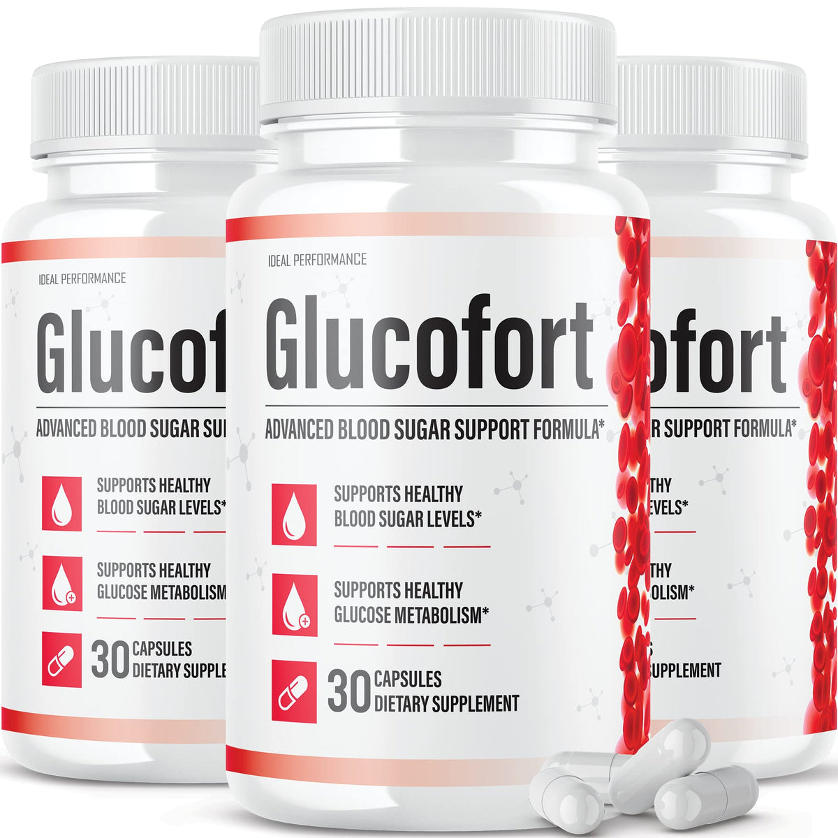 IDEAL PERFORMANCE Glucofort Supplement Capsules front view