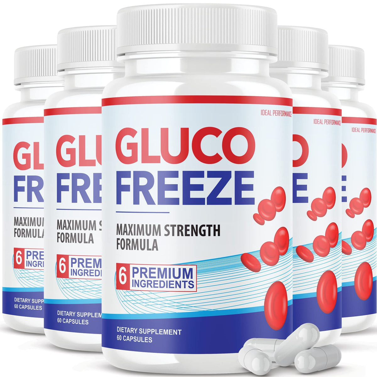 IDEAL PERFORMANCE GlucoFreeze Capsules 60 count front view