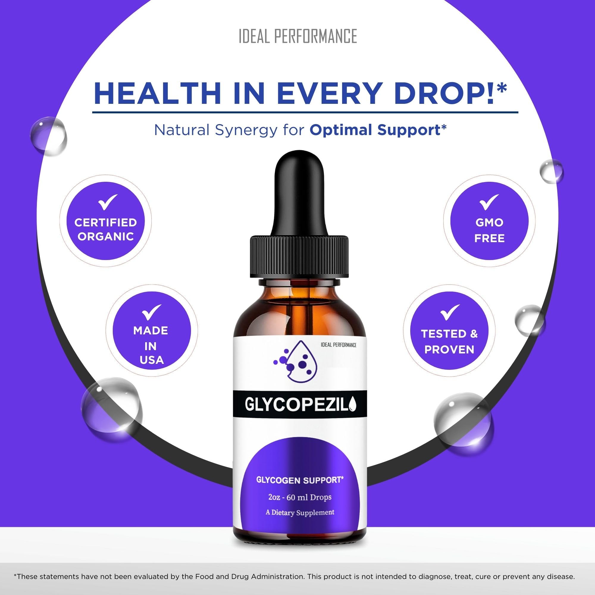 IDEAL PERFORMANCE Glycopezil Drops lifestyle scene on kitchen counter