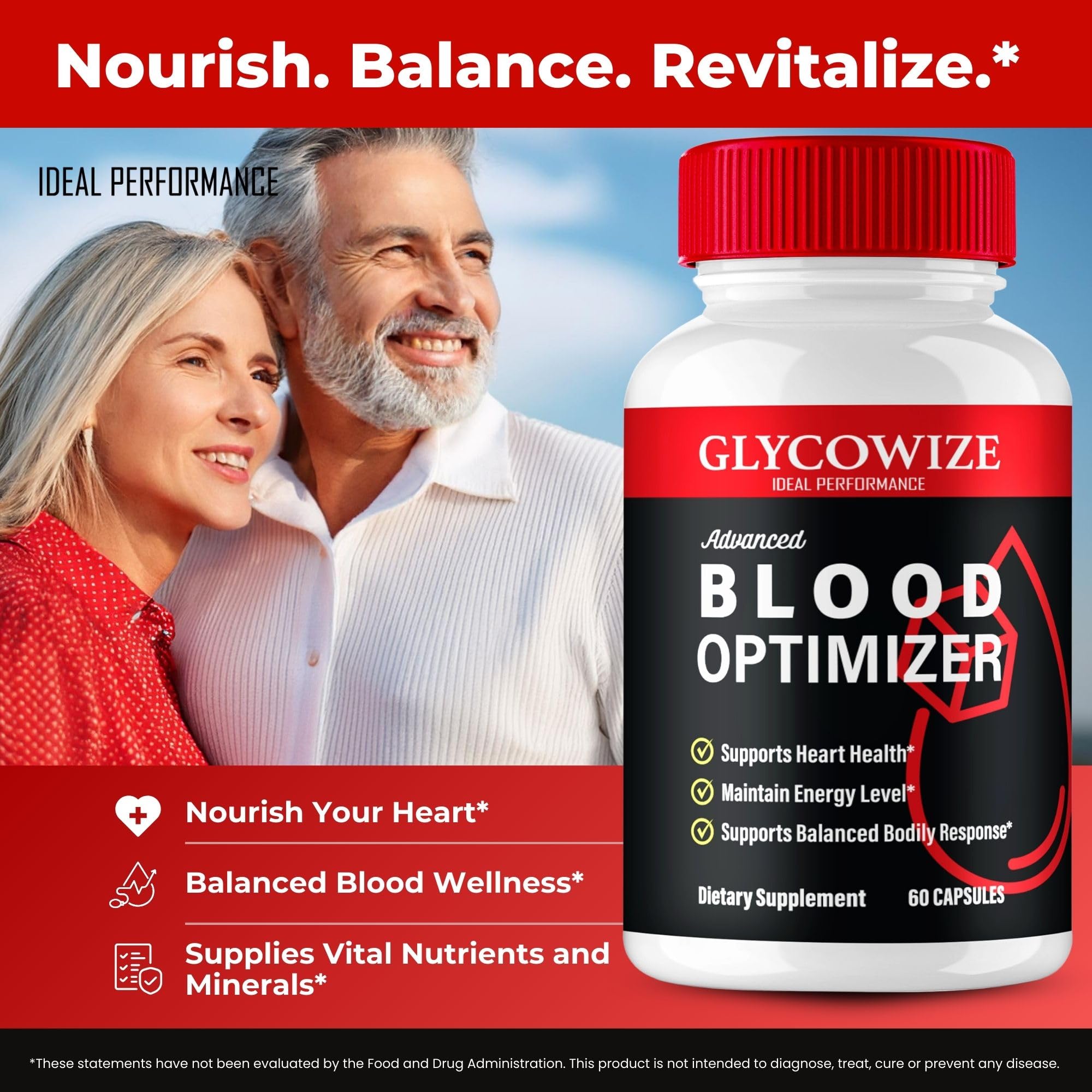 IDEAL PERFORMANCE Glycowize Blood Optimizer Capsules with measuring spoon