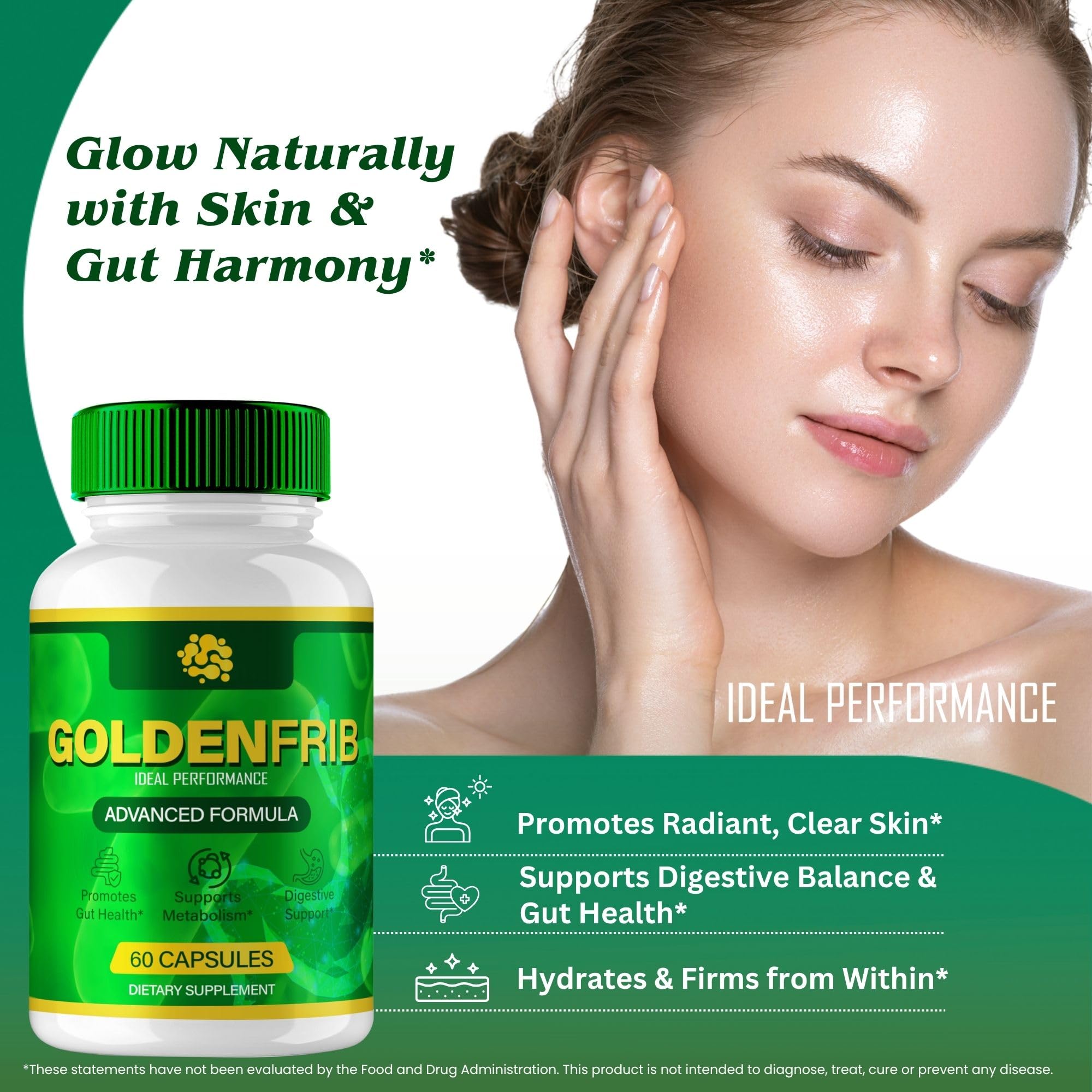 IDEAL PERFORMANCE GoldenFrib Capsules on a wooden table