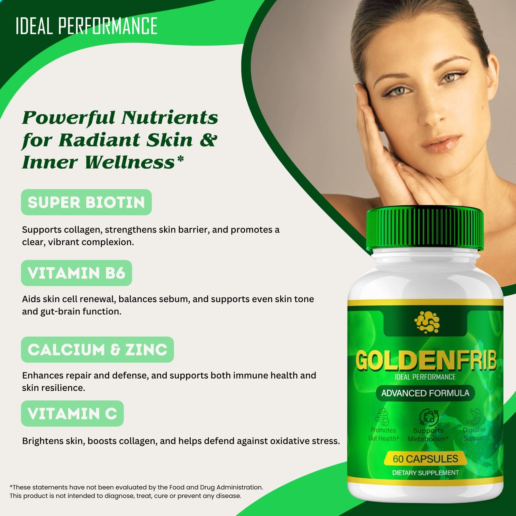 IDEAL PERFORMANCE GoldenFrib Capsules with a measuring spoon