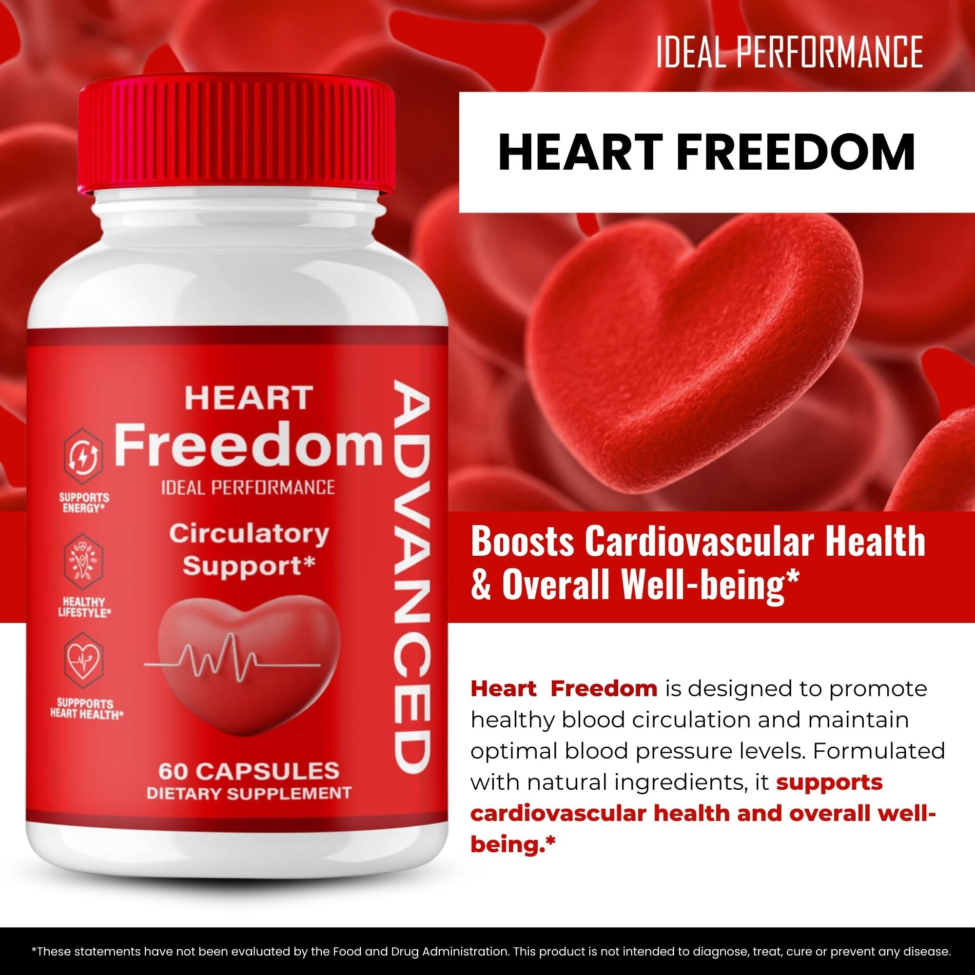 IDEAL PERFORMANCE Heart Freedom Capsules on a wooden table
