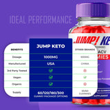 IDEAL PERFORMANCE Jump Keto Gummies back view with nutritional information