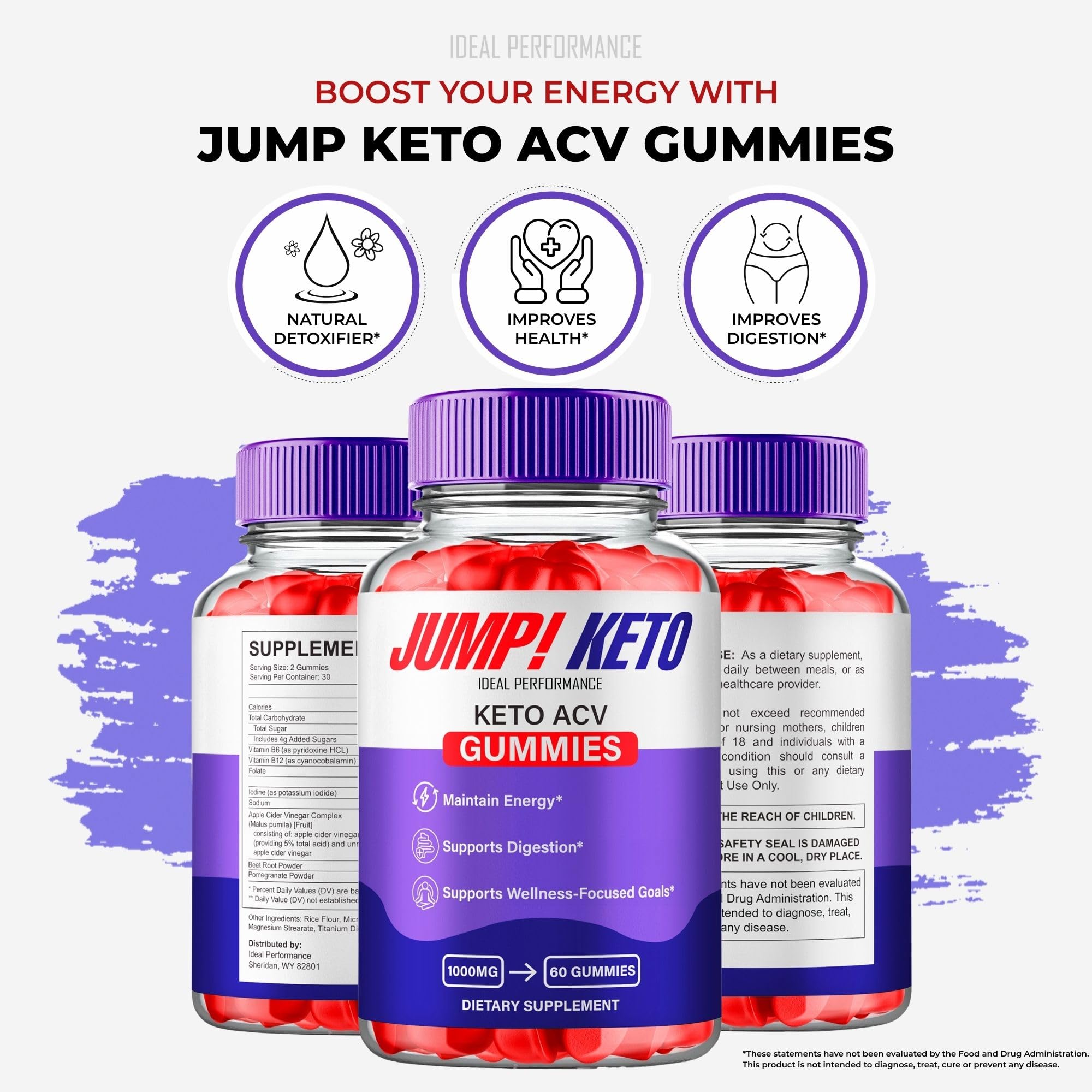 IDEAL PERFORMANCE Jump Keto Gummies box open showing gummies inside
