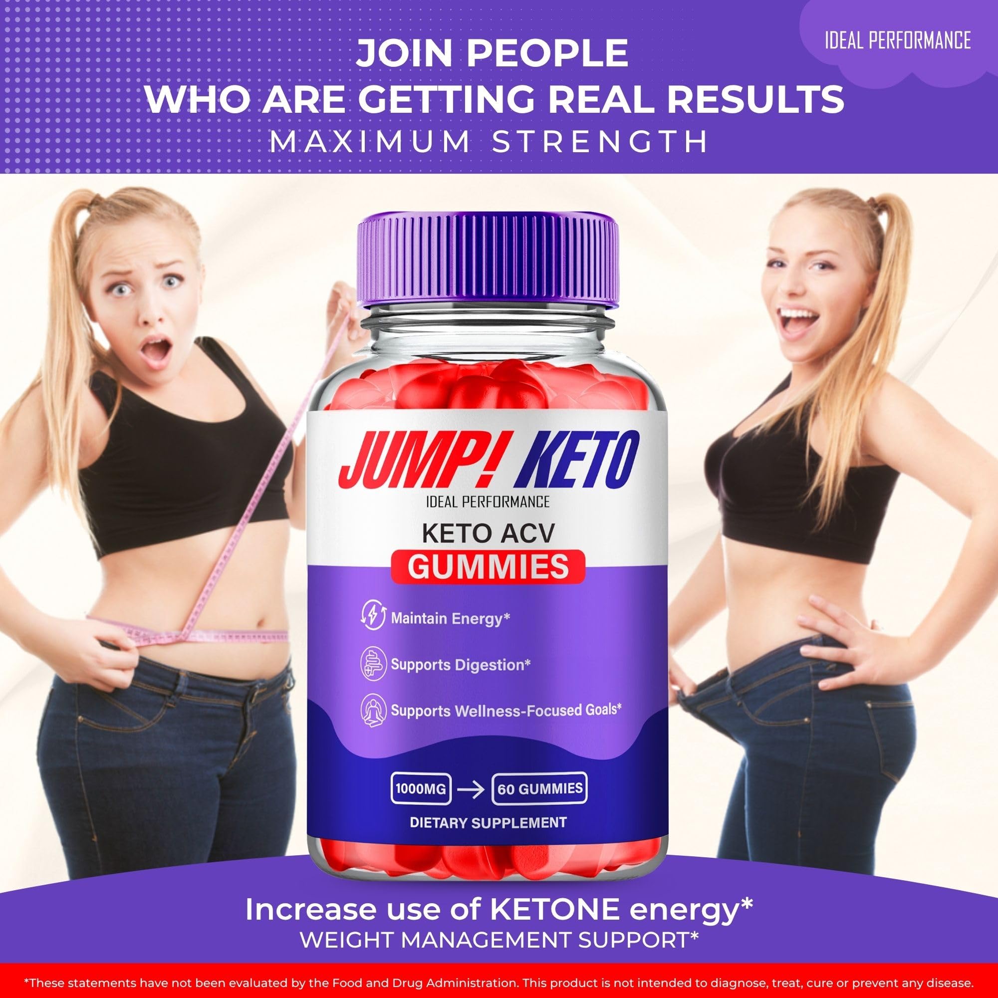 IDEAL PERFORMANCE Jump Keto Gummies displayed with fresh fruits