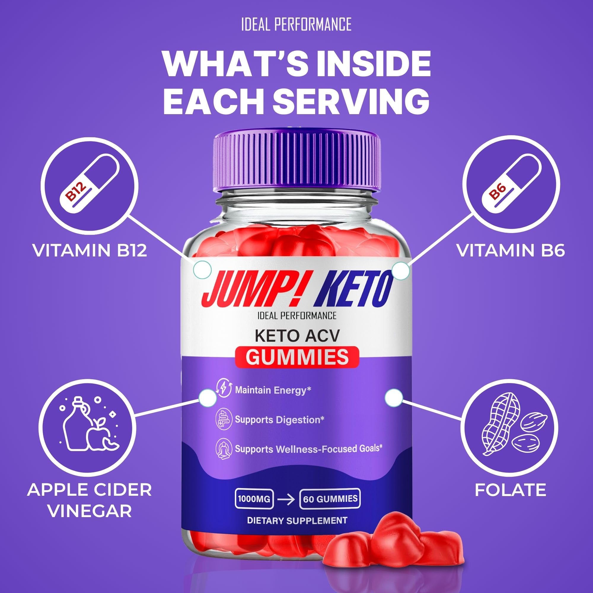 IDEAL PERFORMANCE Jump Keto Gummies in a hand for size reference