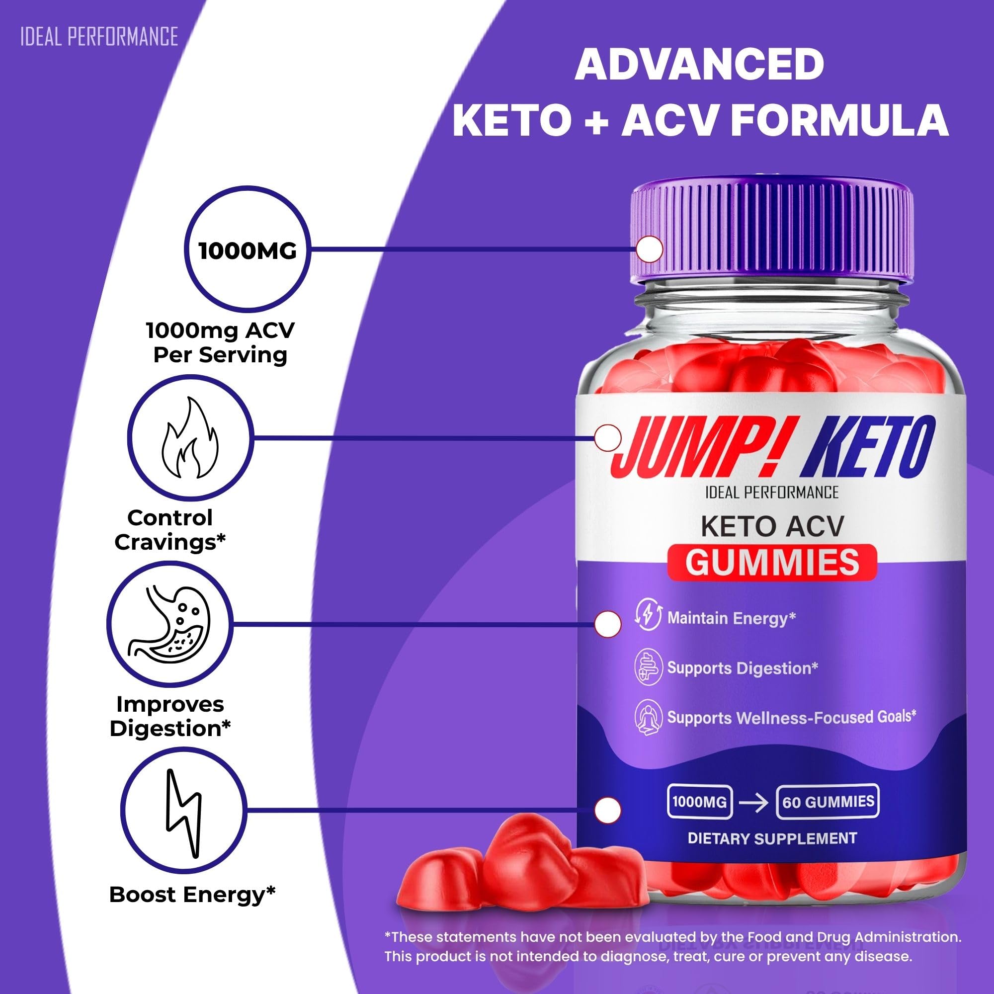 IDEAL PERFORMANCE Jump Keto Gummies individual gummy close-up
