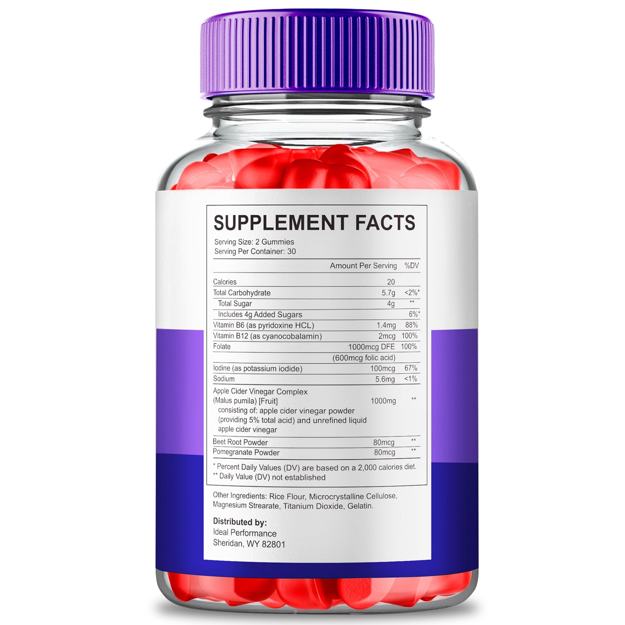 IDEAL PERFORMANCE Jump Keto Gummies side view showing product details