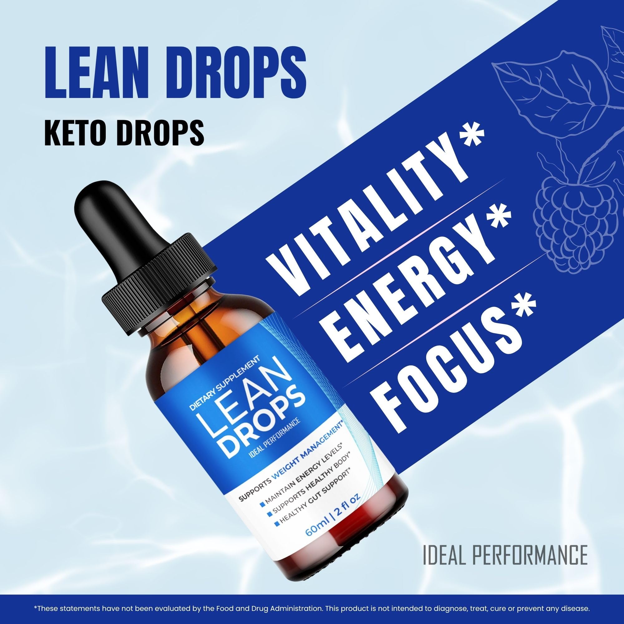 IDEAL PERFORMANCE Lean Drops displayed with measuring spoon