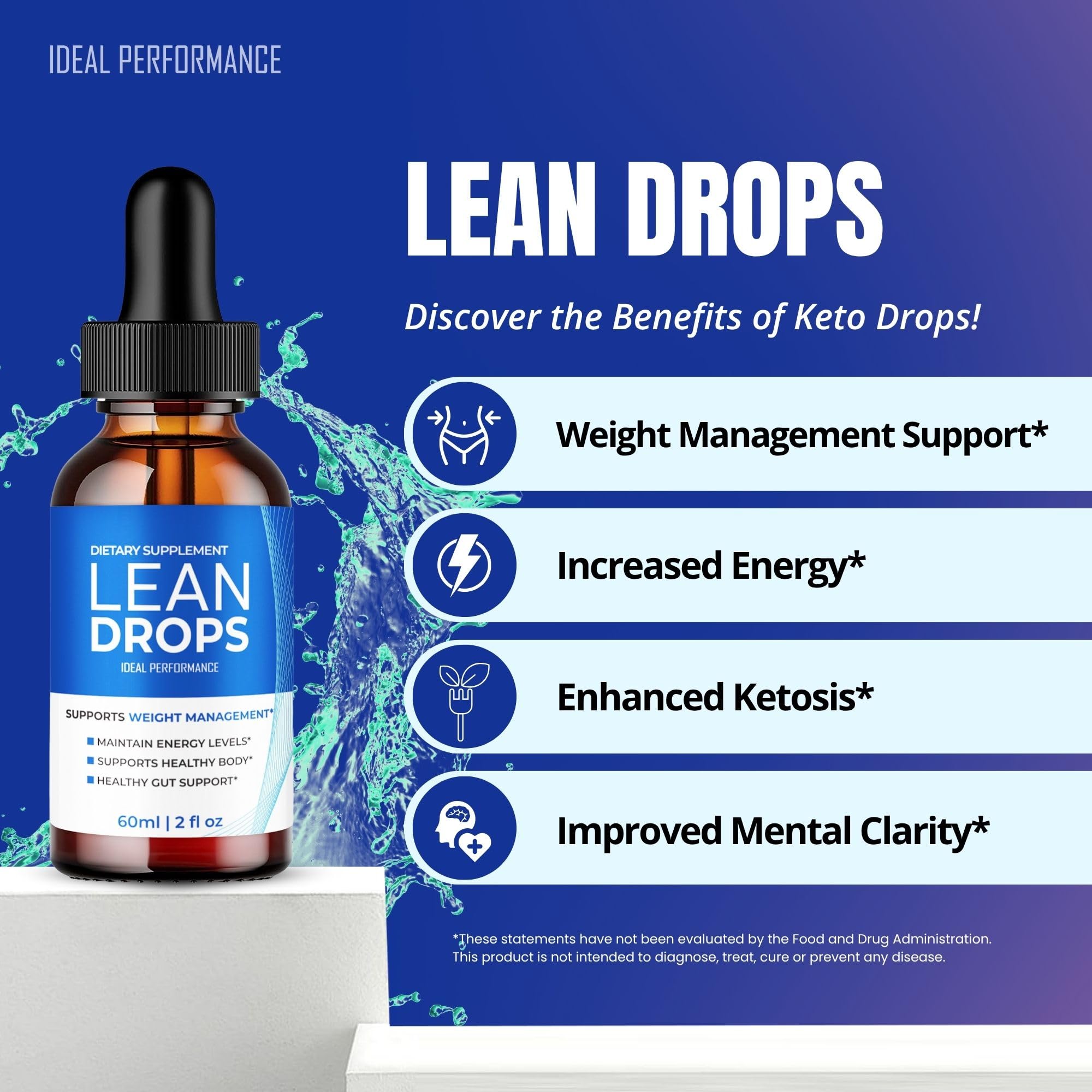 IDEAL PERFORMANCE Lean Drops liquid formula close-up