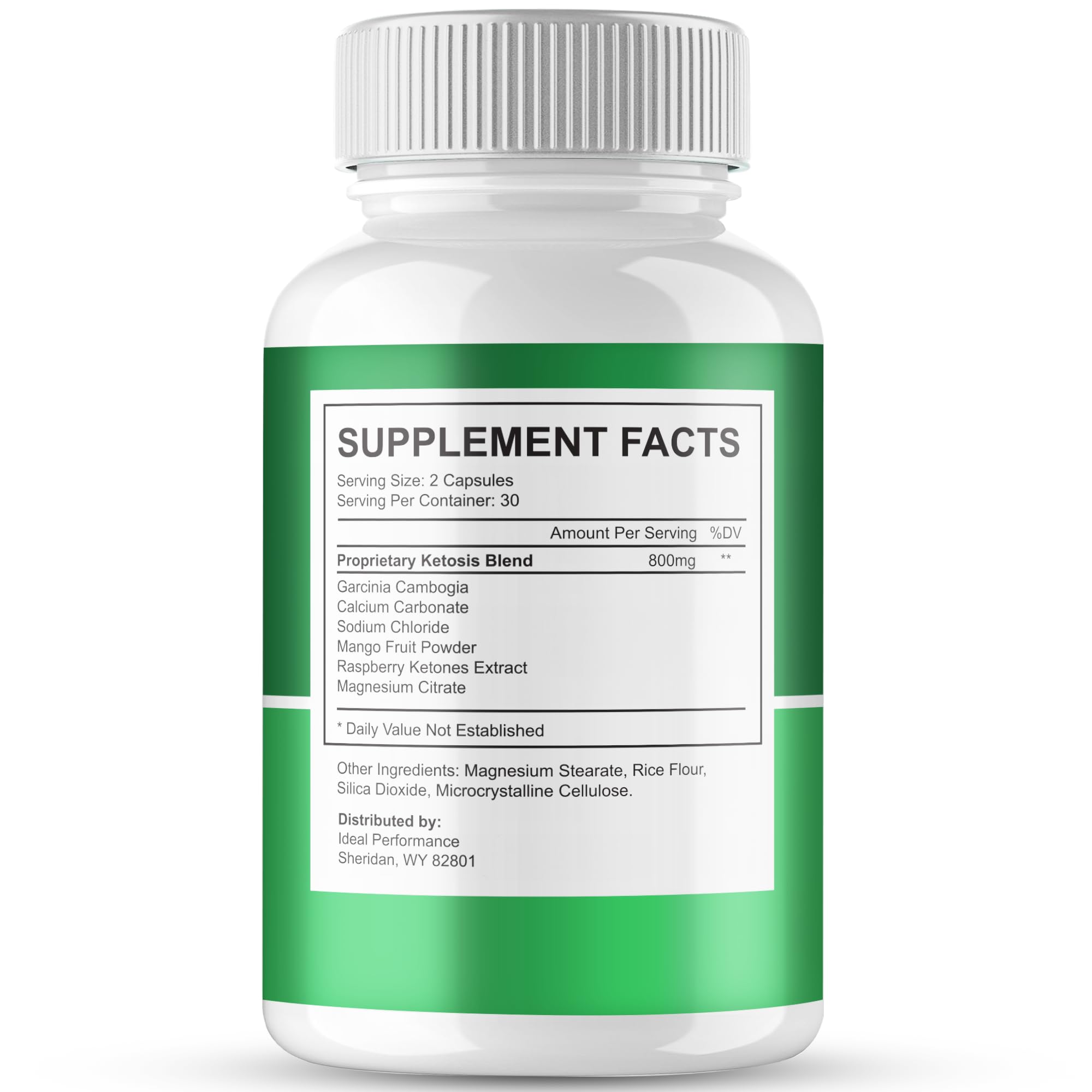 IDEAL PERFORMANCE Lipo Less Capsules side view with dosage information
