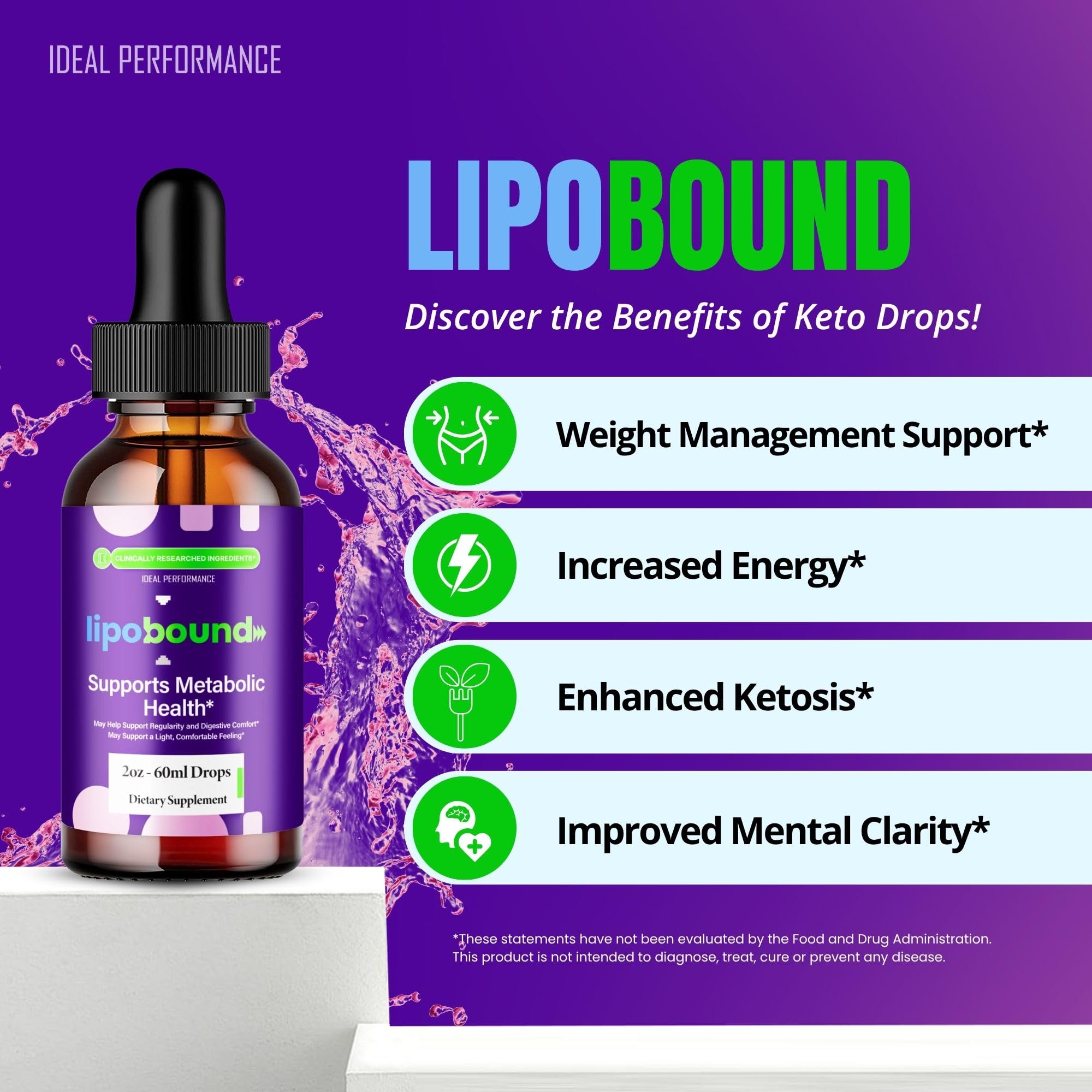 IDEAL PERFORMANCE Lipobound Drops lifestyle scene on kitchen counter