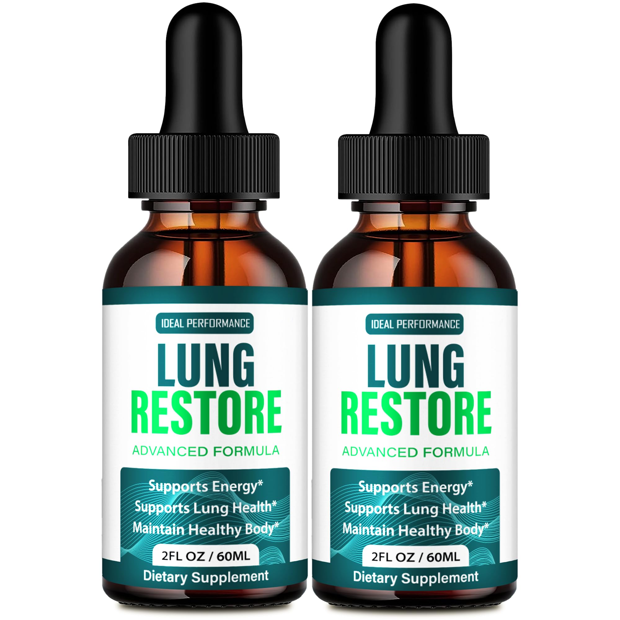 IDEAL PERFORMANCE Lung Restore Drops front view with dropper