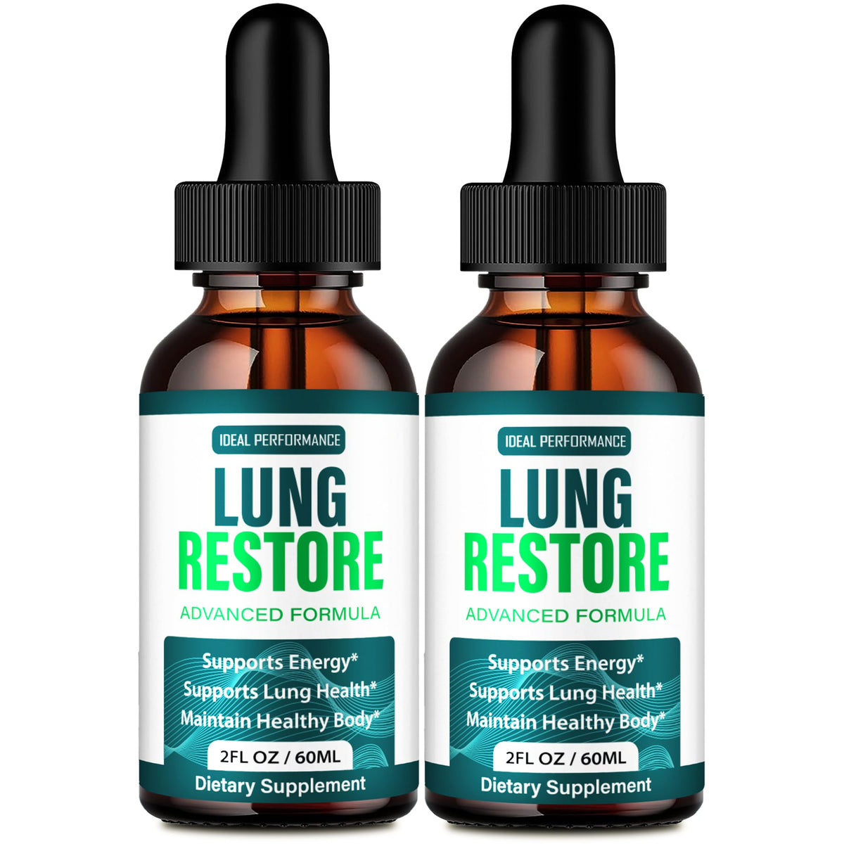 IDEAL PERFORMANCE Lung Restore Drops front view with dropper