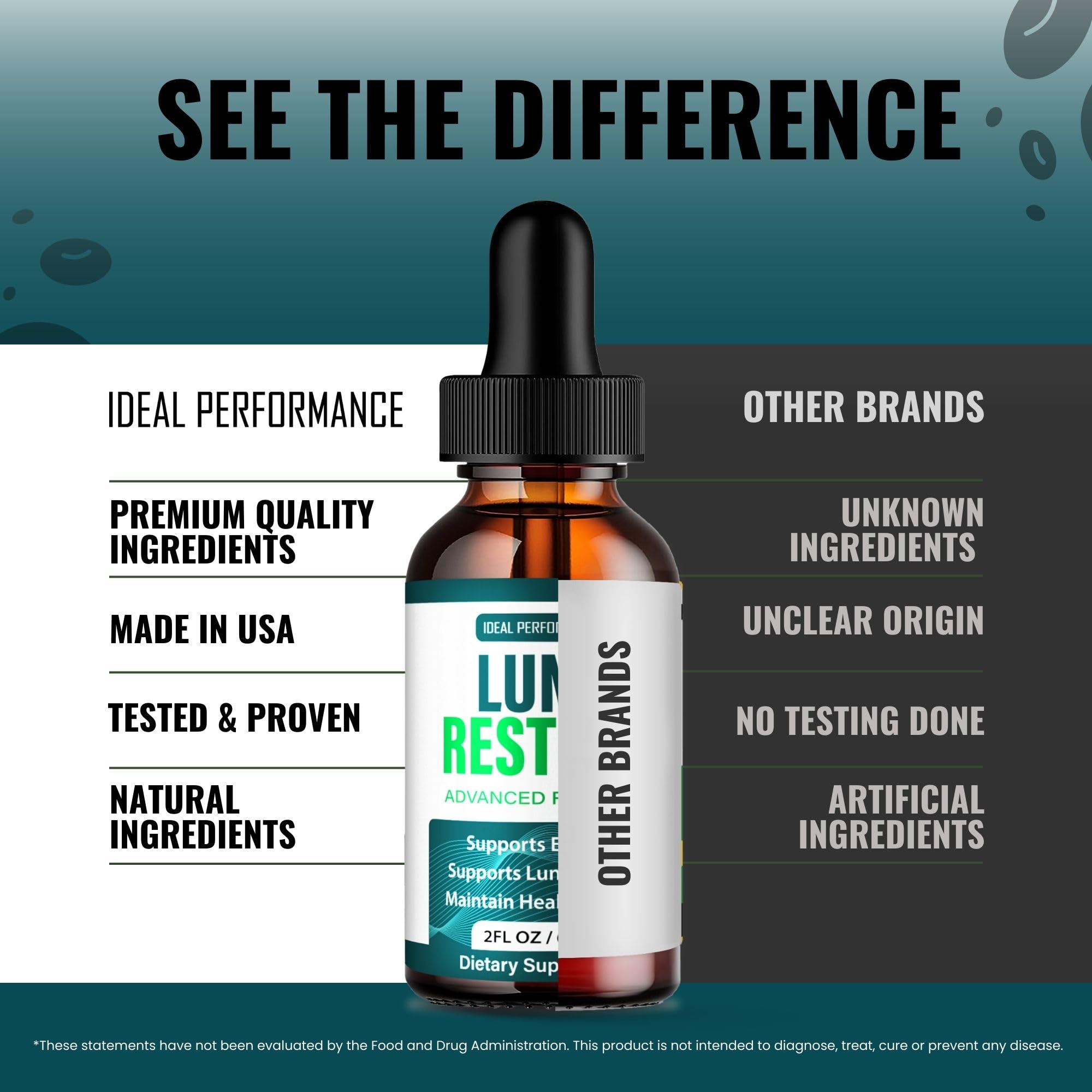 IDEAL PERFORMANCE Lung Restore Drops with measuring spoon