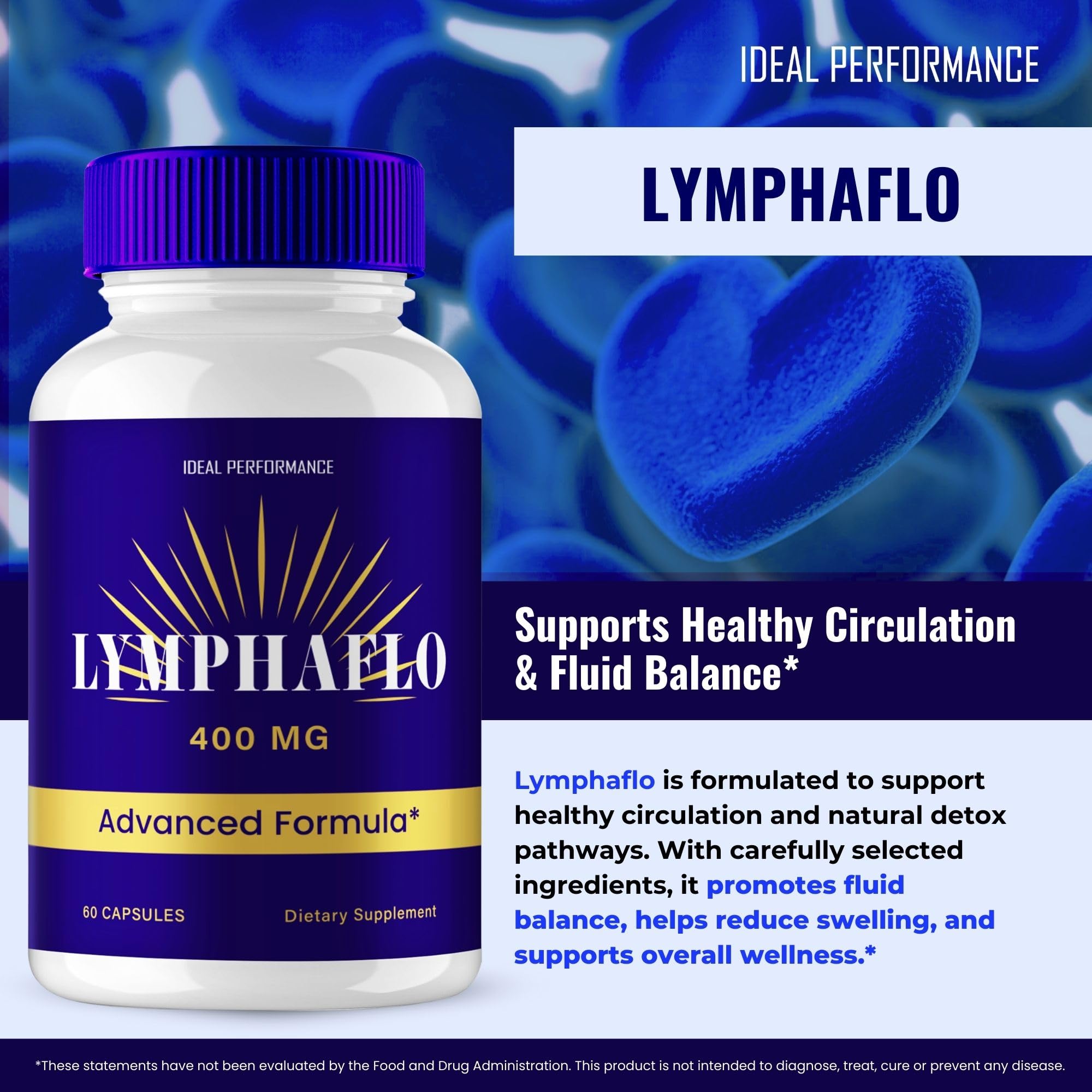 IDEAL PERFORMANCE LymphaFlo Advanced Blood Formula Capsules bottle open