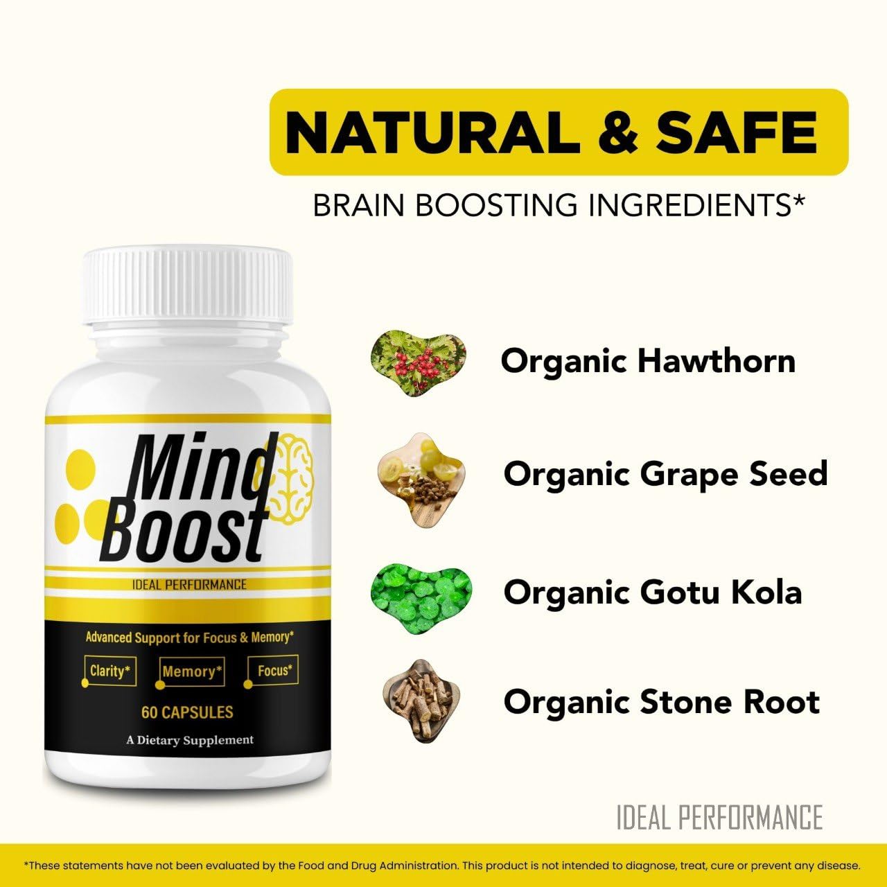 IDEAL PERFORMANCE Mind support Capsules on a table