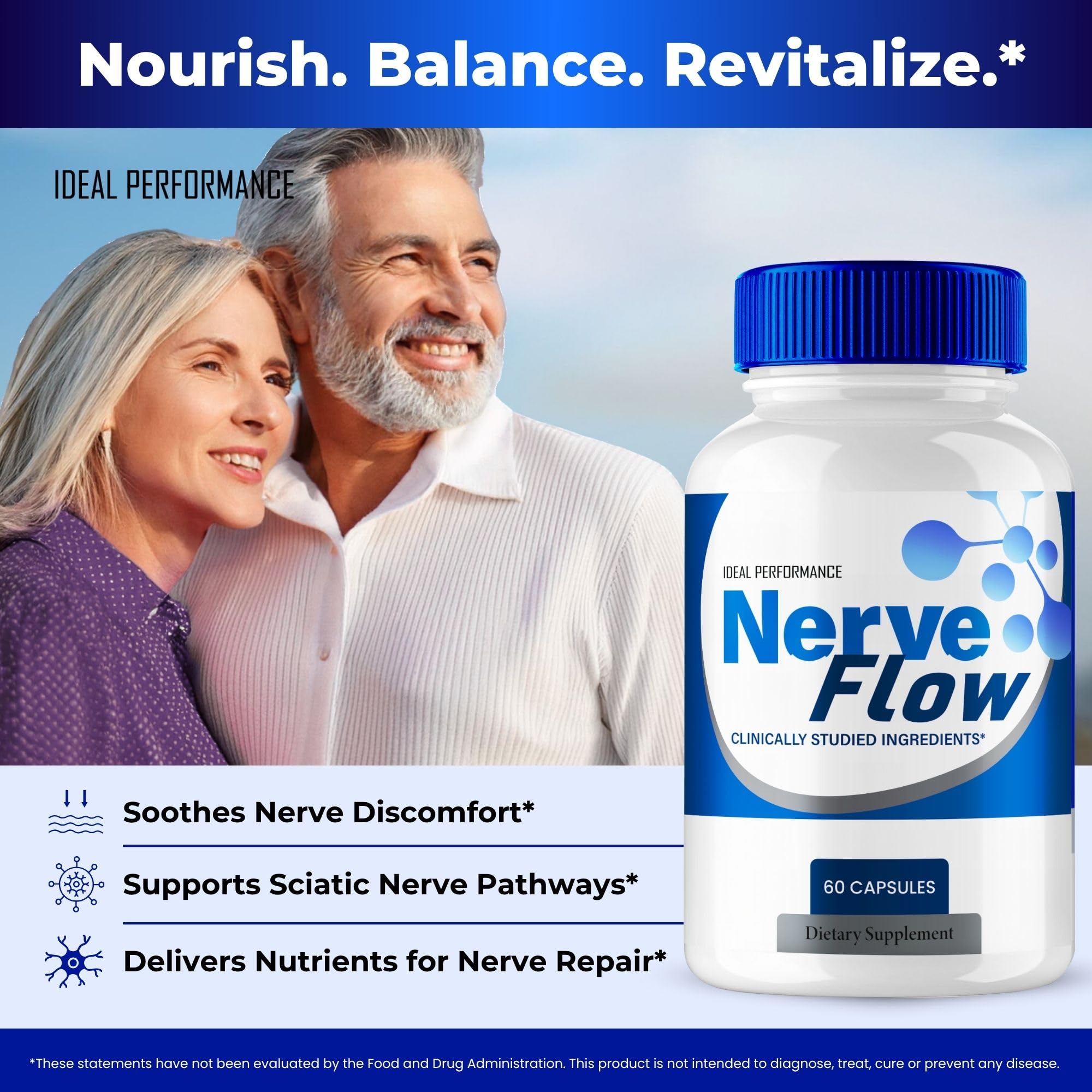 IDEAL PERFORMANCE Nerve Flow Supplement Extra Strength with measuring spoon