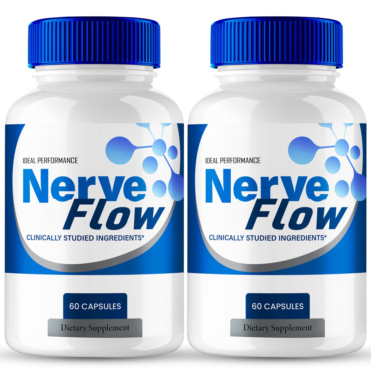 IDEAL PERFORMANCE Nerve Flow Supplement front view with capsule bottle