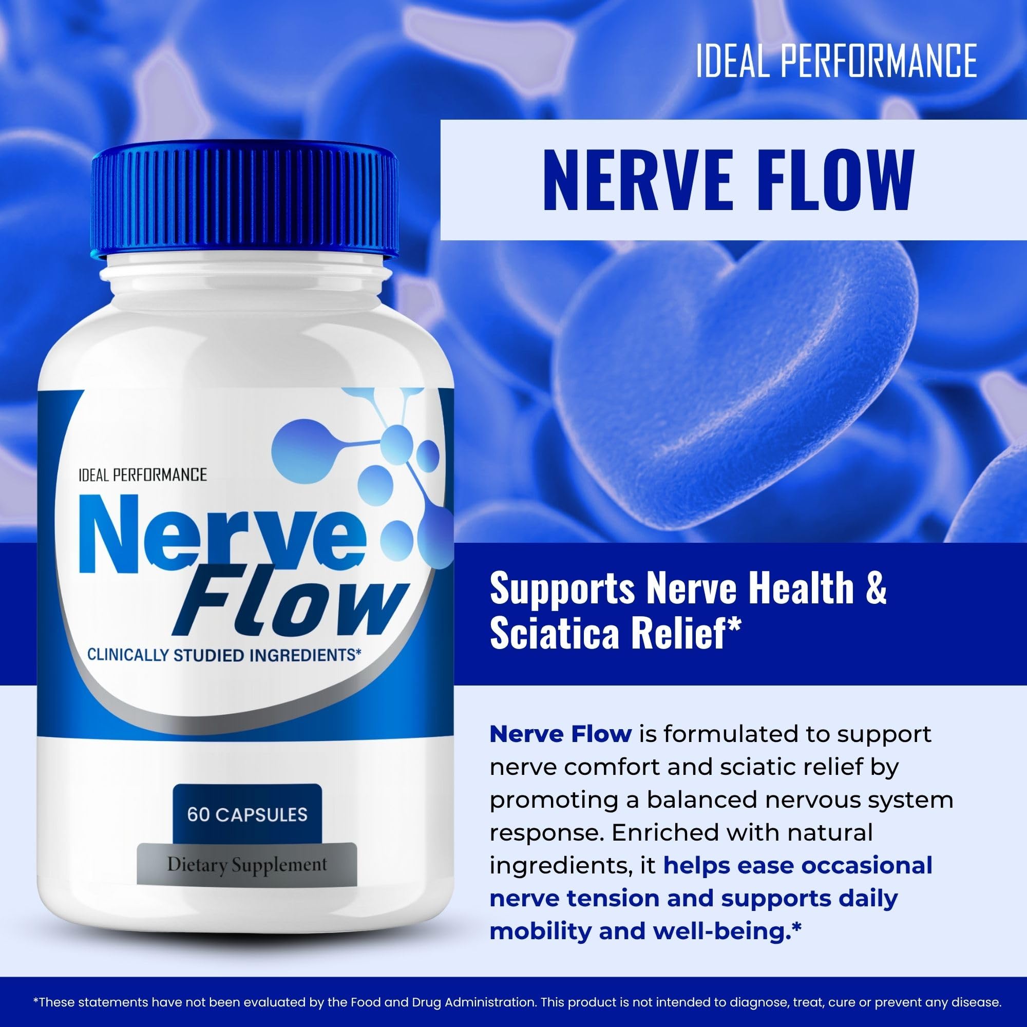 IDEAL PERFORMANCE Nerve Flow Supplement opened bottle with capsules