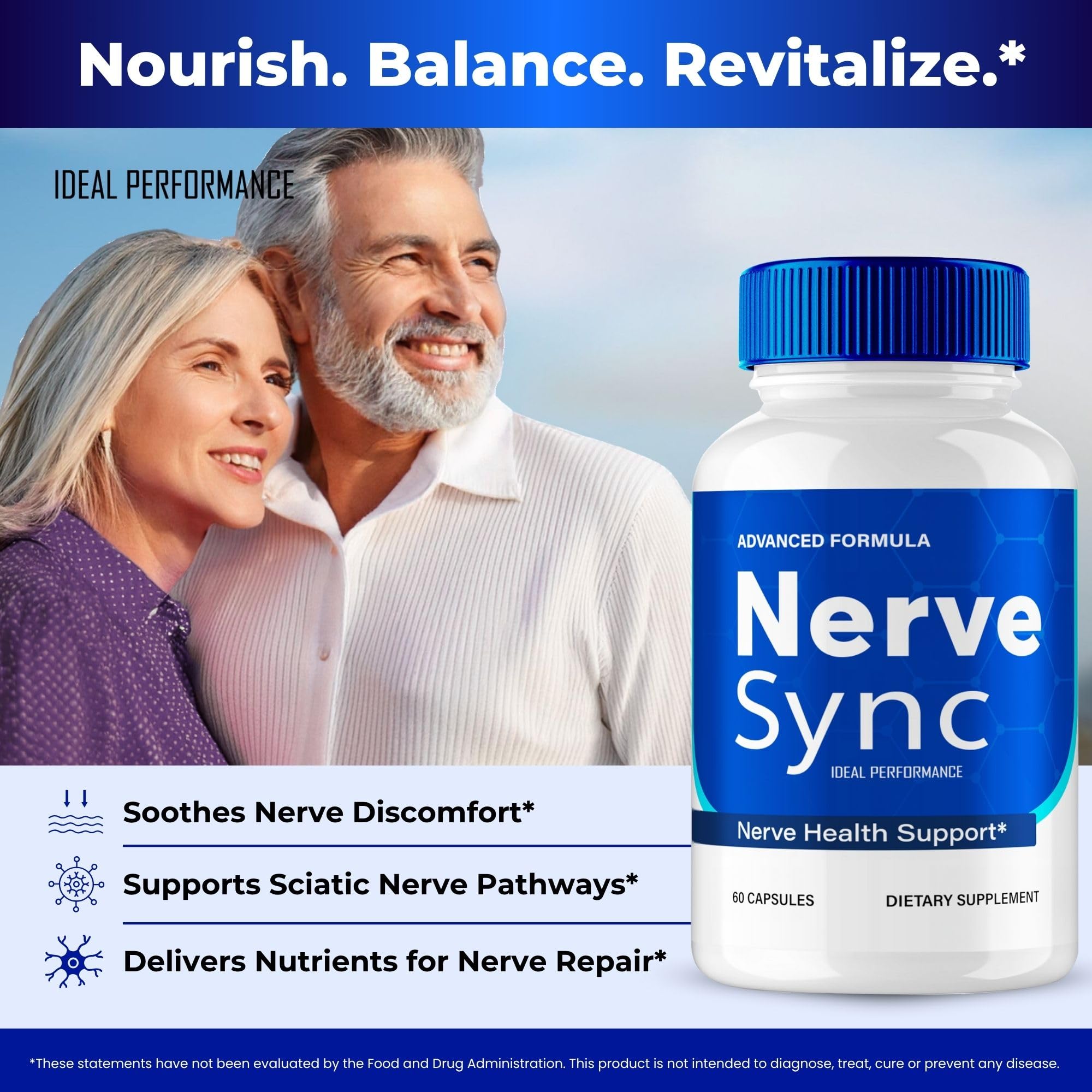 IDEAL PERFORMANCE Nerve Sync Capsules opened bottle showing capsules