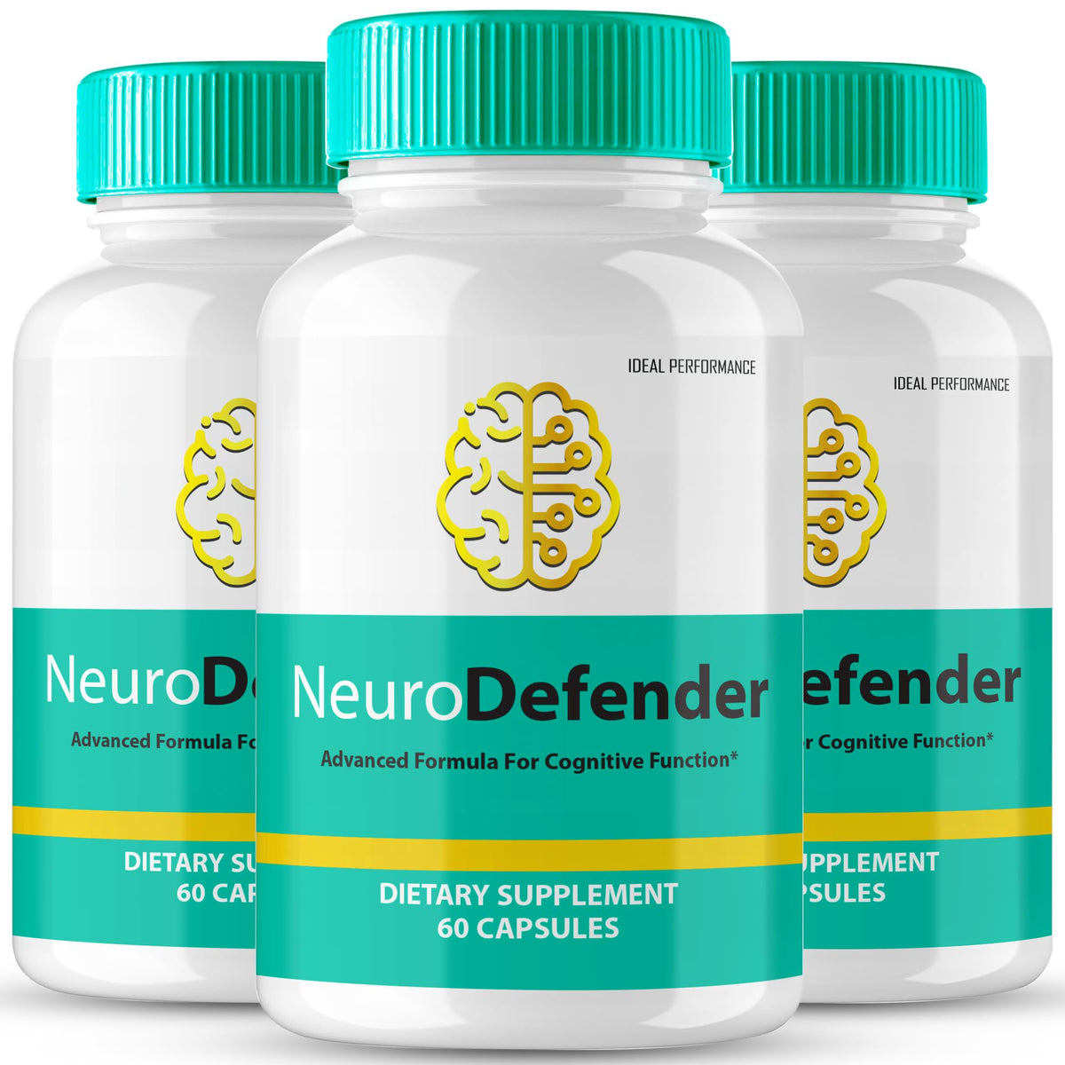 IDEAL PERFORMANCE Neuro Defender Brain Supplements 60 Capsules front view