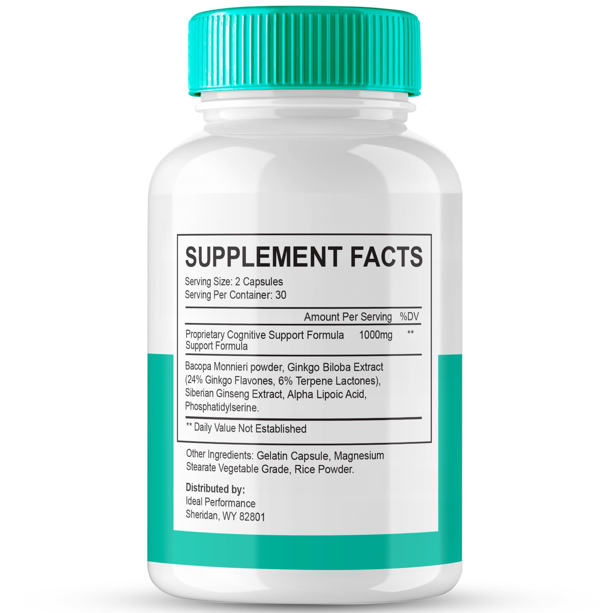 IDEAL PERFORMANCE Neuro Defender Brain Supplements 60 Capsules side view