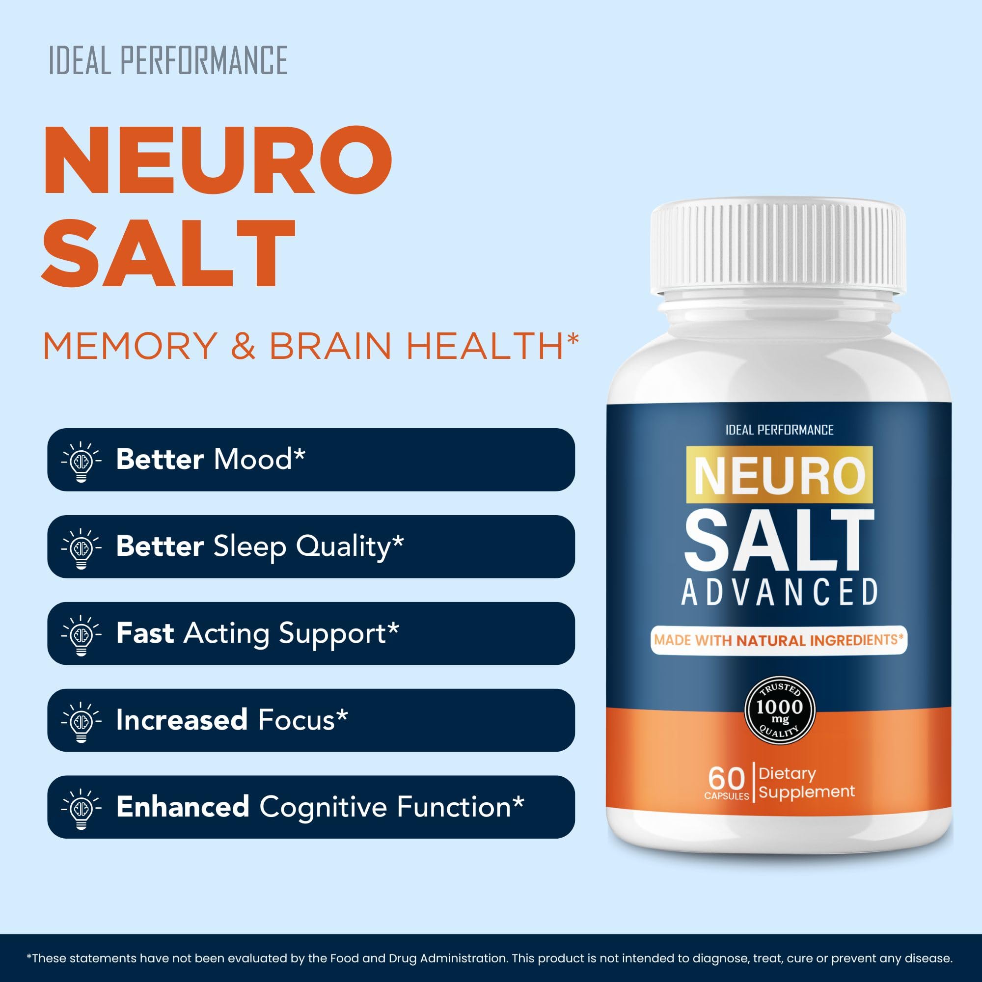 IDEAL PERFORMANCE Neuro Salt Capsules on a table