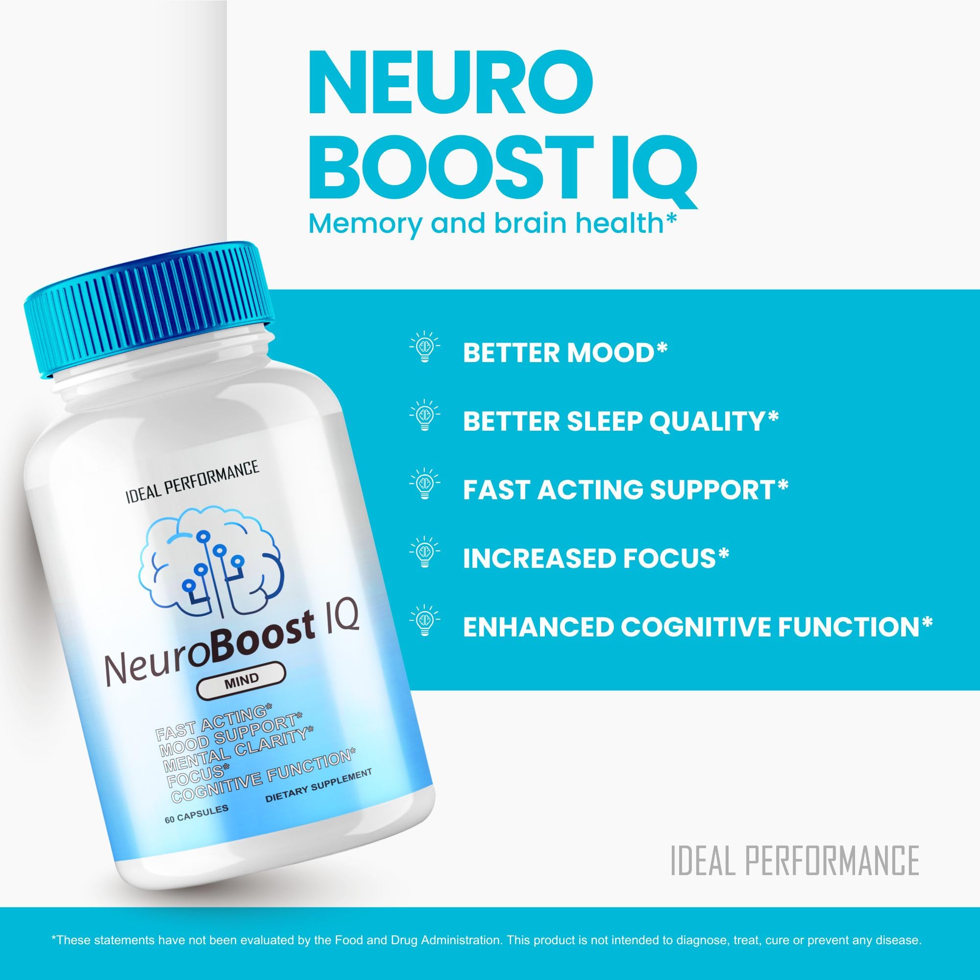 IDEAL PERFORMANCE Neuro support IQ Brain Supplement capsule close-up