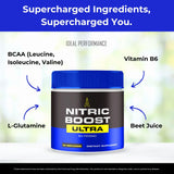 IDEAL PERFORMANCE Nitric support Ultra Powder back view with ingredients