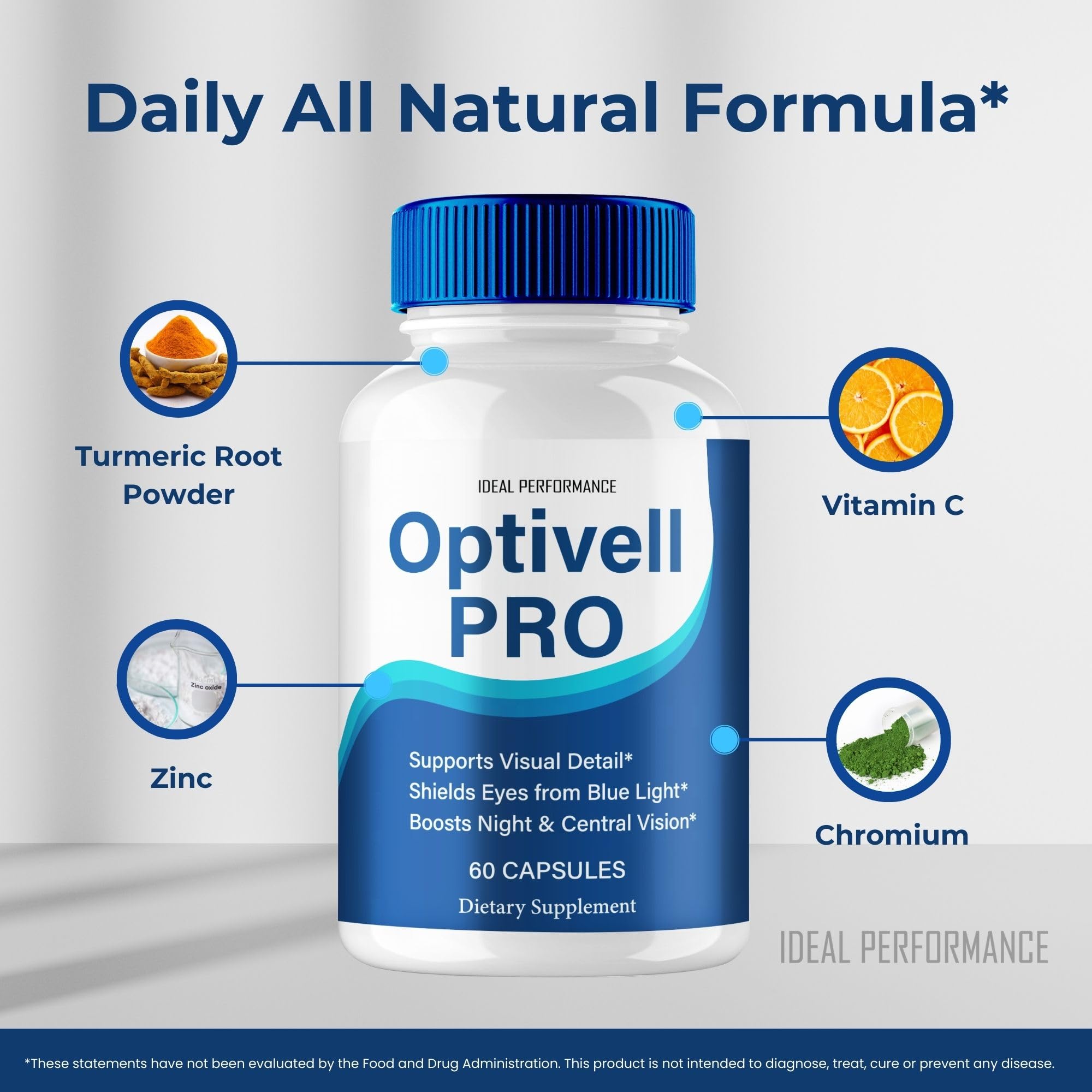 IDEAL PERFORMANCE Optivell Eye Capsules with dosage information