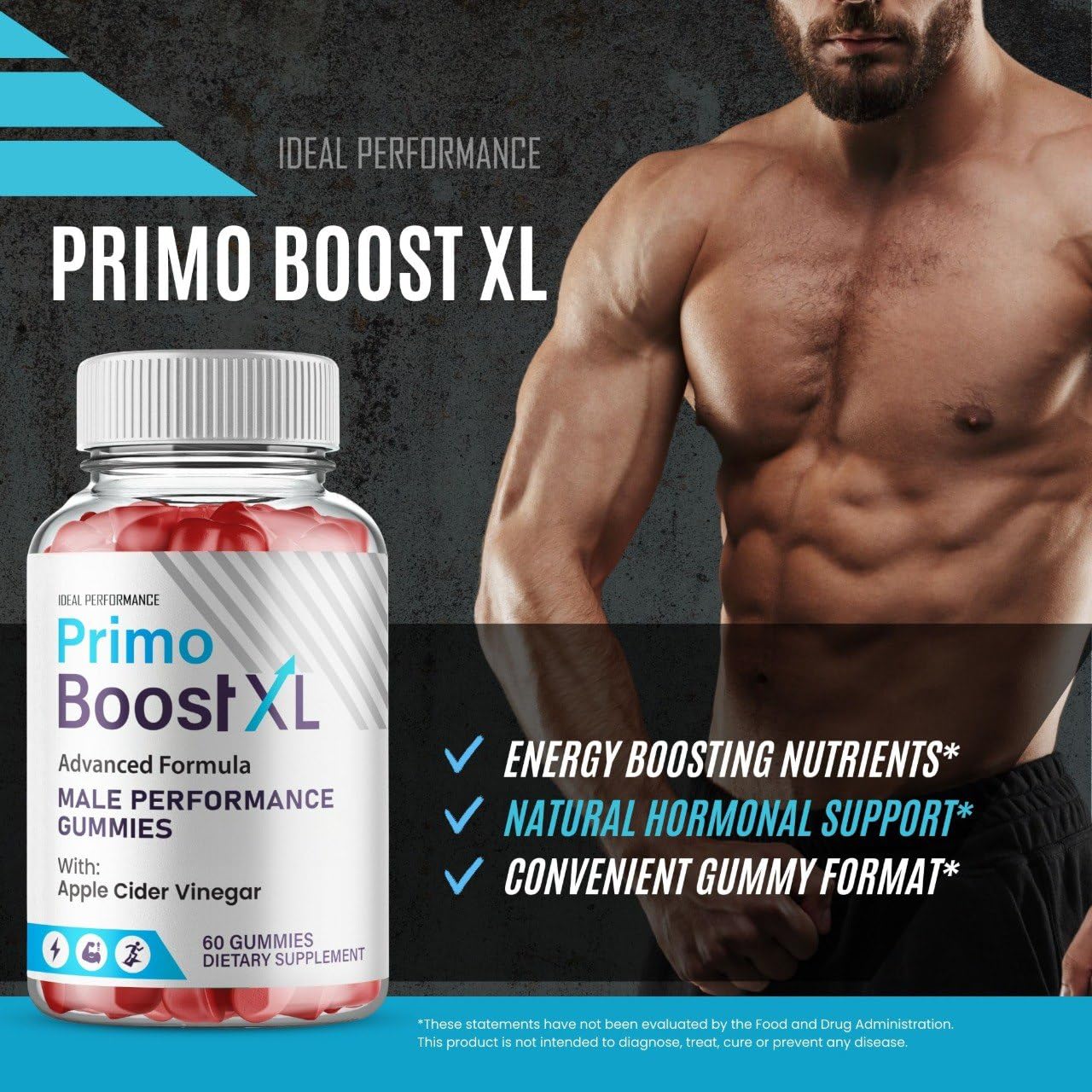 IDEAL PERFORMANCE Primo support XL Gummies on a table