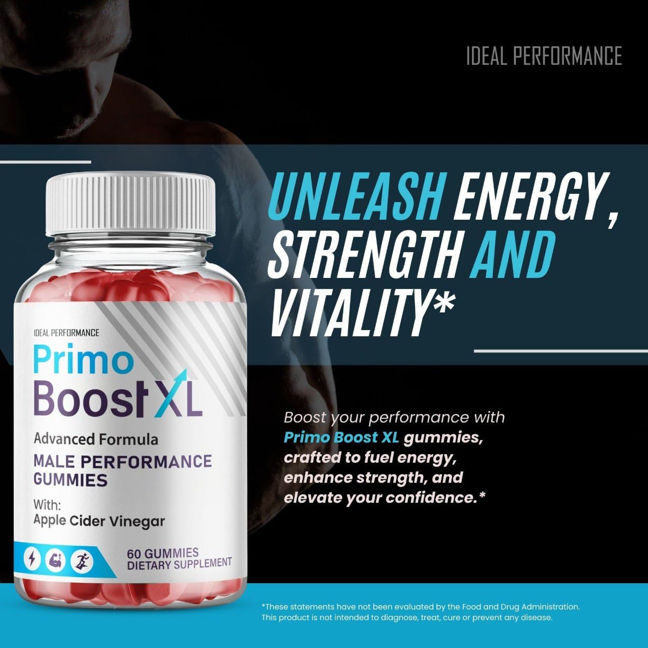 IDEAL PERFORMANCE Primo support XL Gummies with a hand holding
