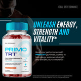 IDEAL PERFORMANCE Primo TRT Gummies displayed with a glass of water