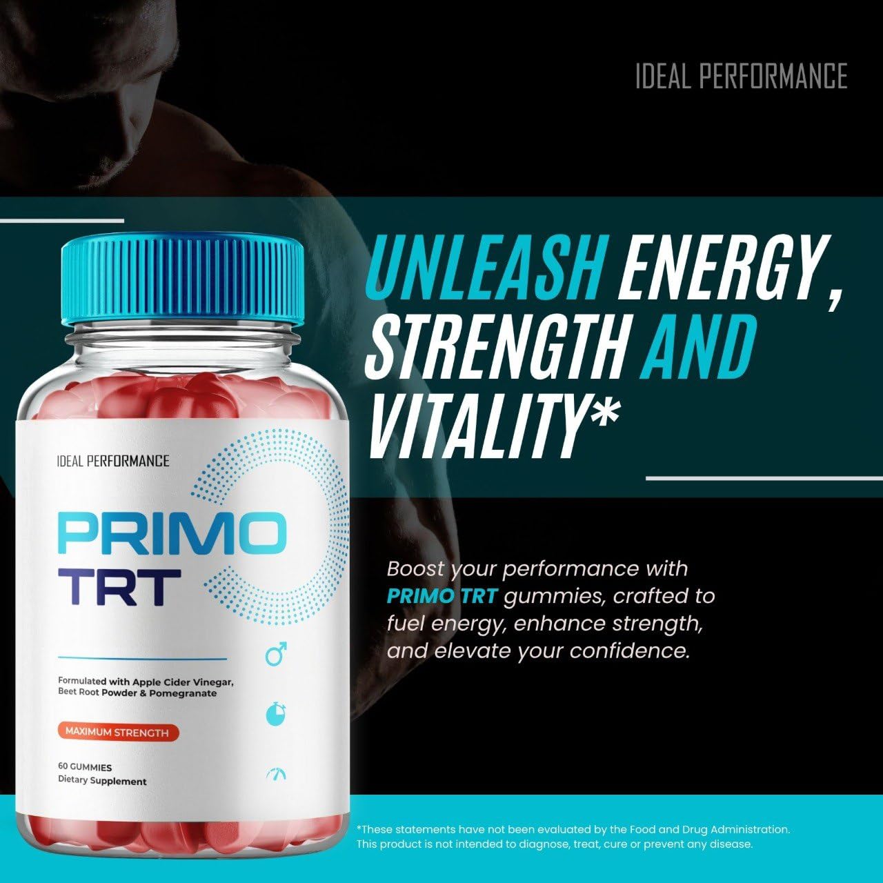 IDEAL PERFORMANCE Primo TRT Gummies displayed with other health supplements