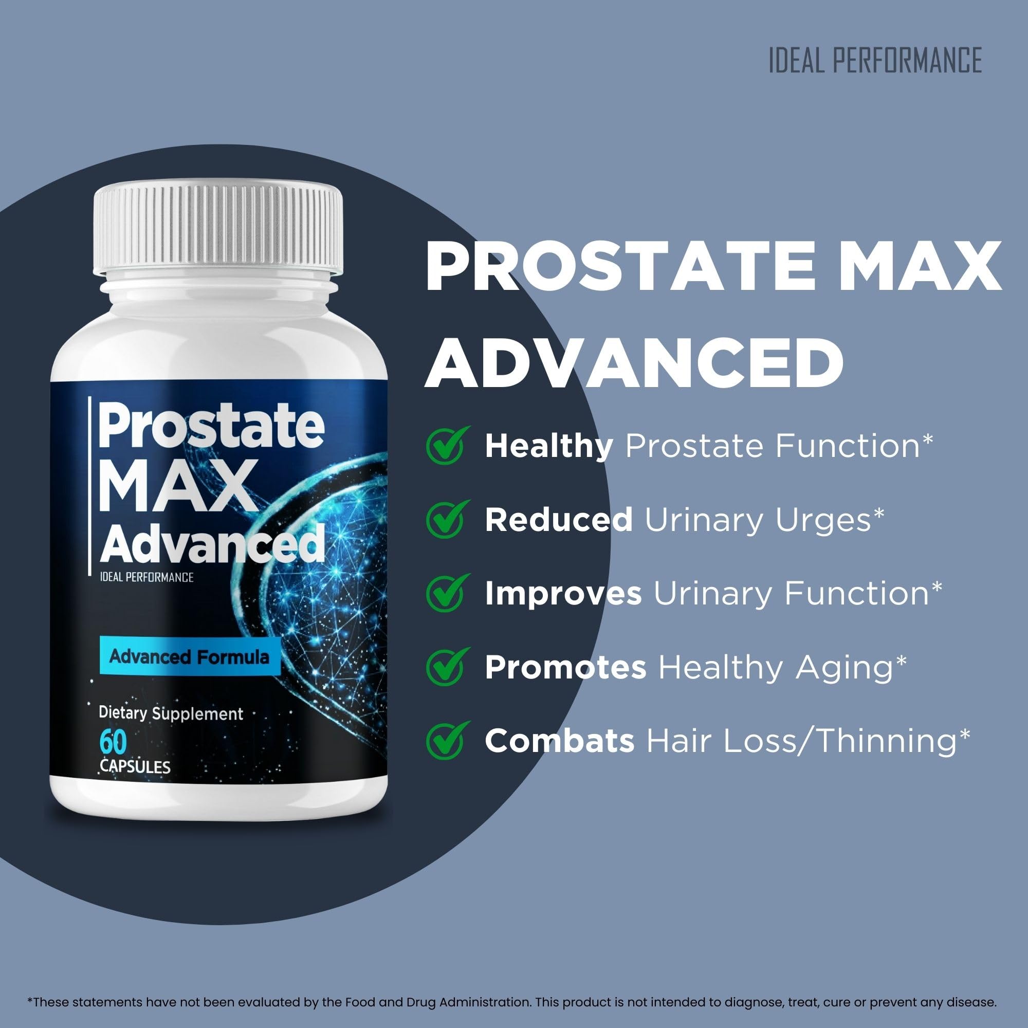 IDEAL PERFORMANCE Prostate Max Advanced Capsules on a table