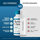 IDEAL PERFORMANCE Retina Clear Eye Supplement 255g capsule bottle with ingredients list