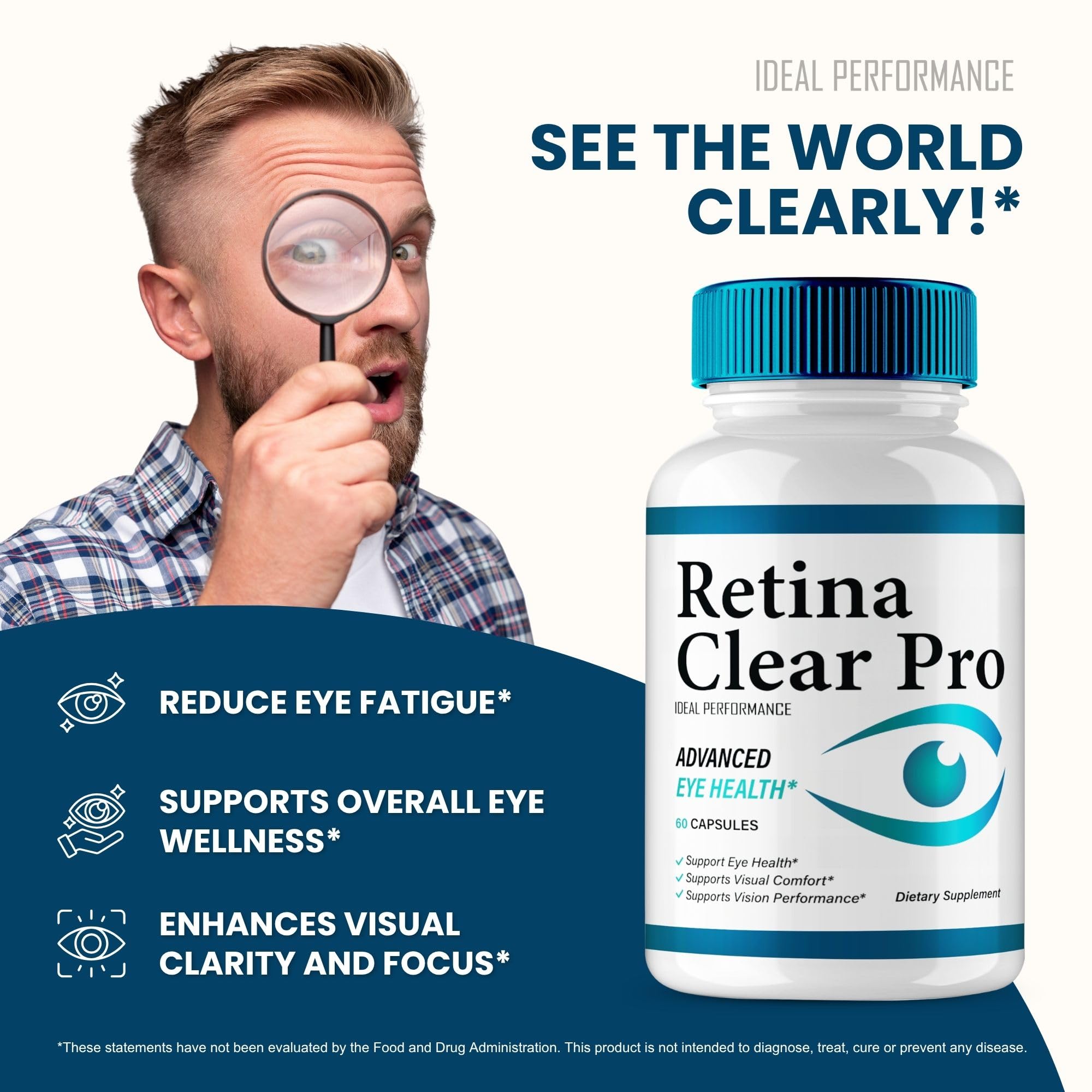 IDEAL PERFORMANCE Retina Clear Eye Supplement capsule close-up