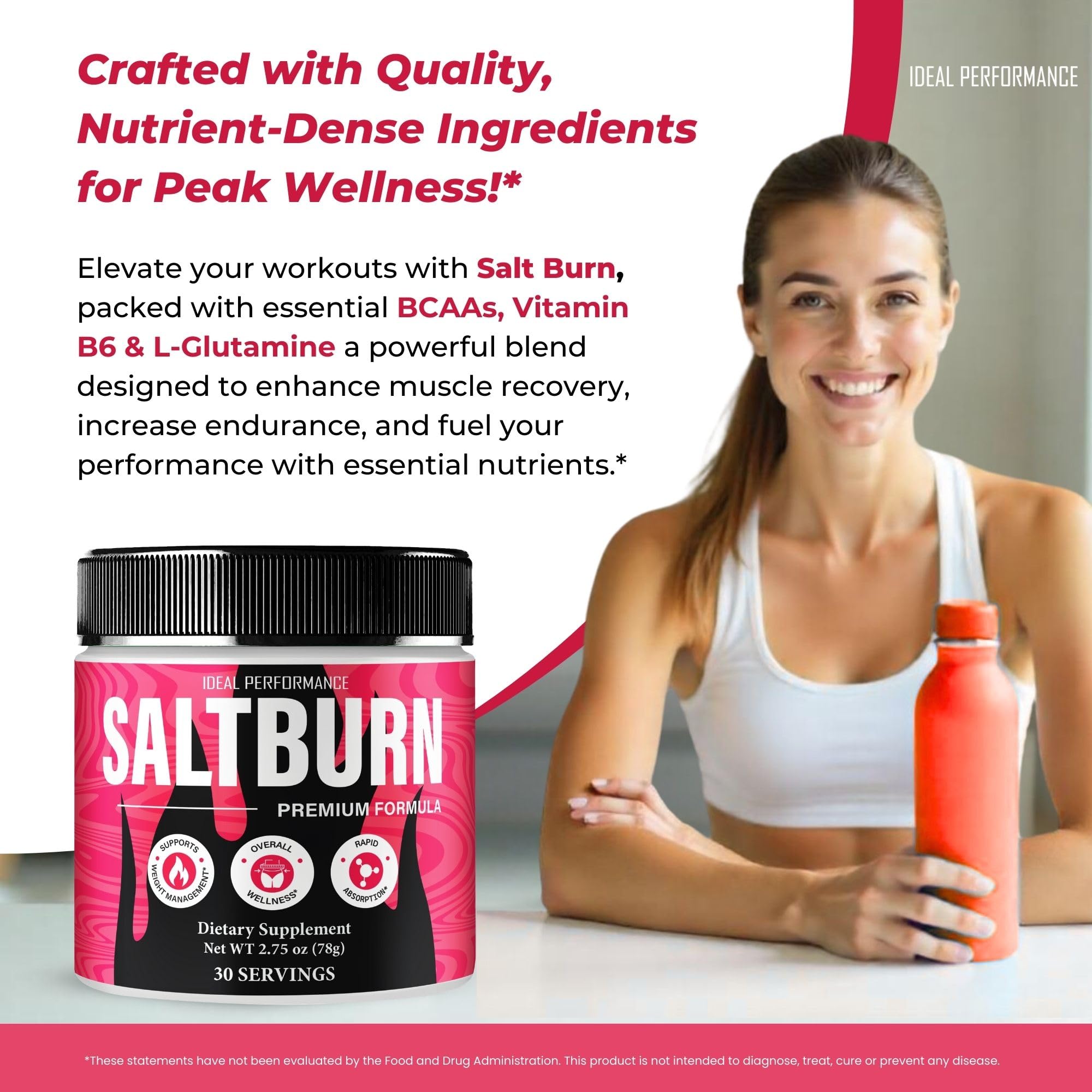 IDEAL PERFORMANCE SaltBurn Powder packaging with nutritional information