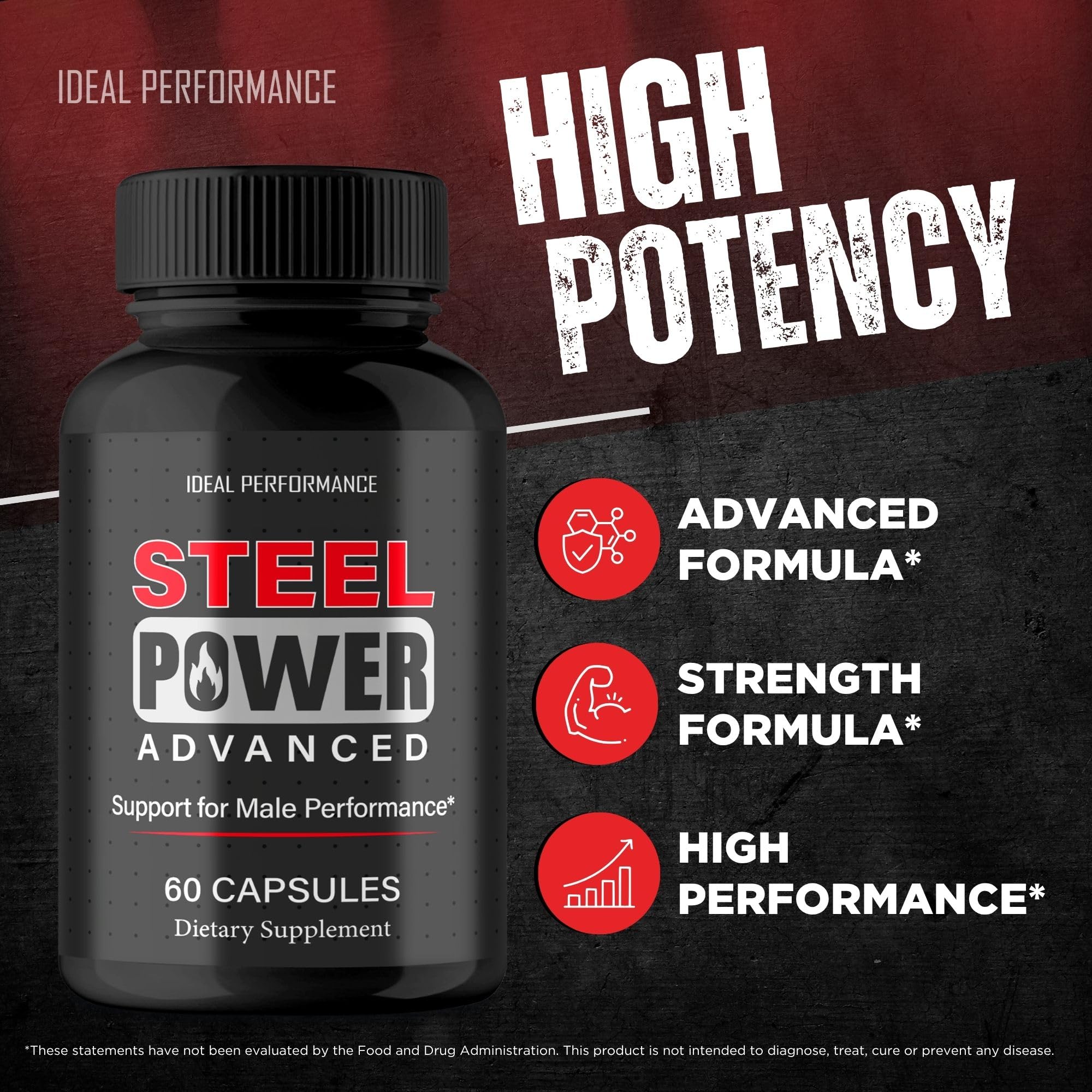 IDEAL PERFORMANCE Steel Power for Men Capsules back view