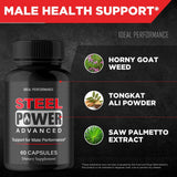 IDEAL PERFORMANCE Steel Power for Men Capsules opened bottle