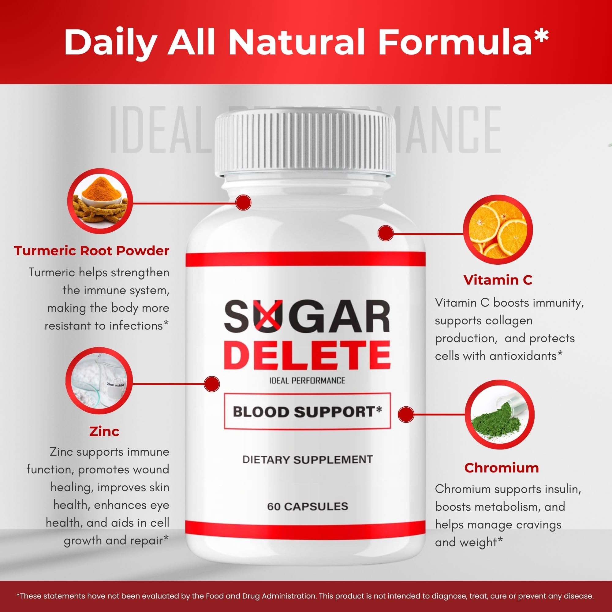 IDEAL PERFORMANCE Sugar Delete Capsules group photo with other supplements