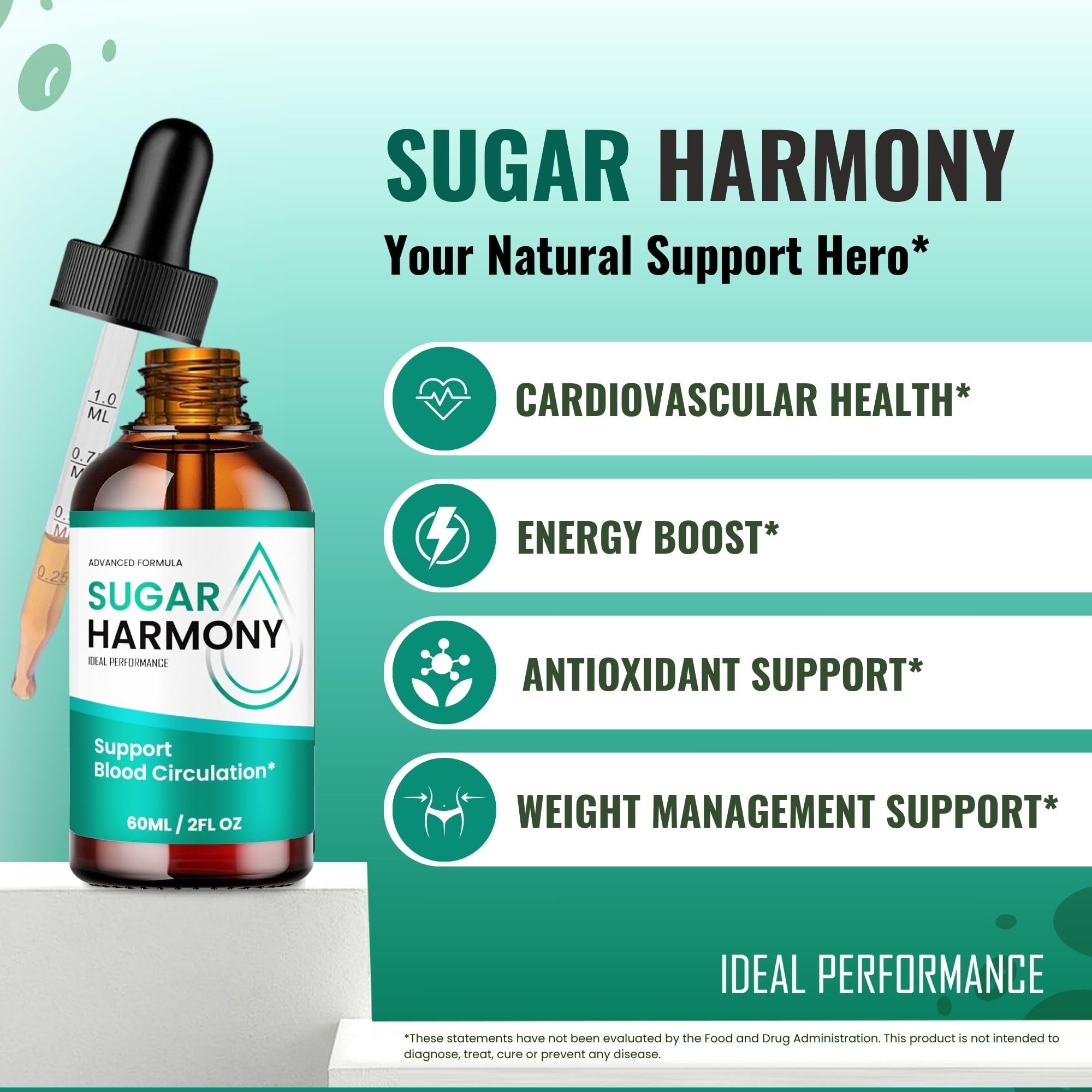 IDEAL PERFORMANCE Sugar Harmony Drops label close-up