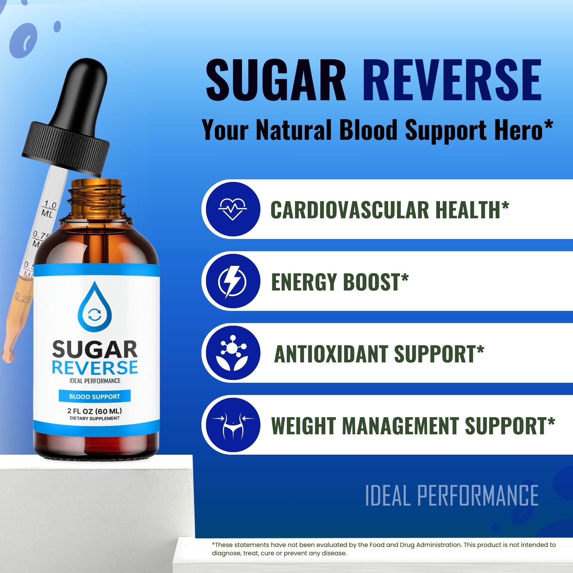 IDEAL PERFORMANCE Sugar Reverse Liquid Drops dosage dropper