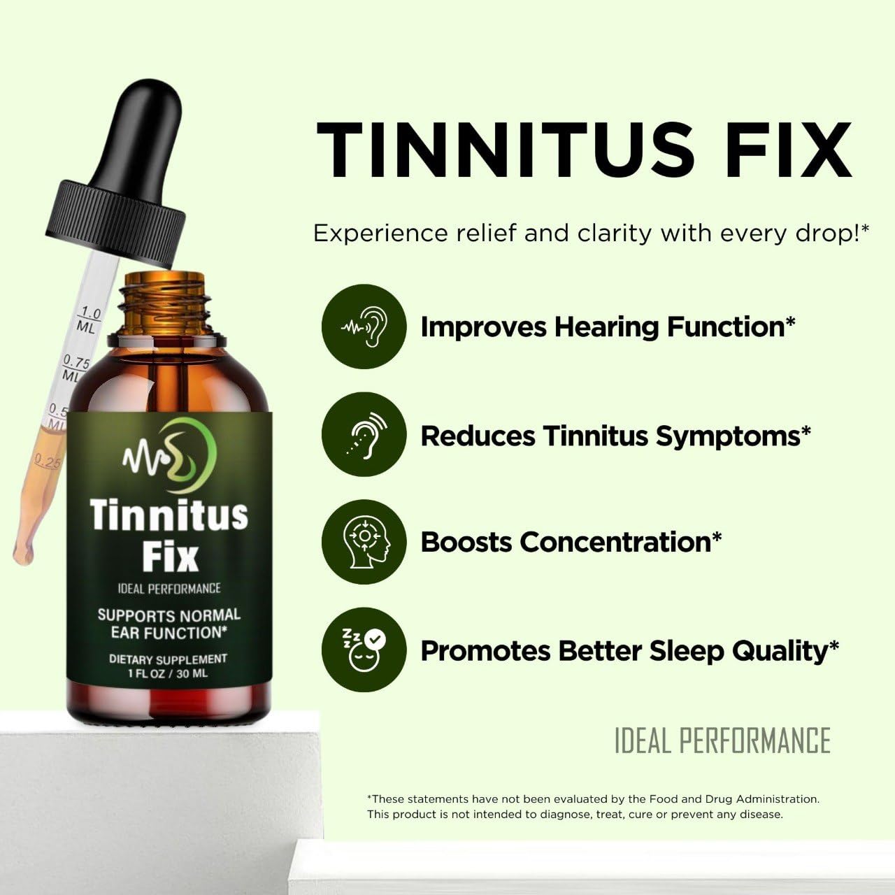 IDEAL PERFORMANCE Tinnitus Fix Drops 113g back view