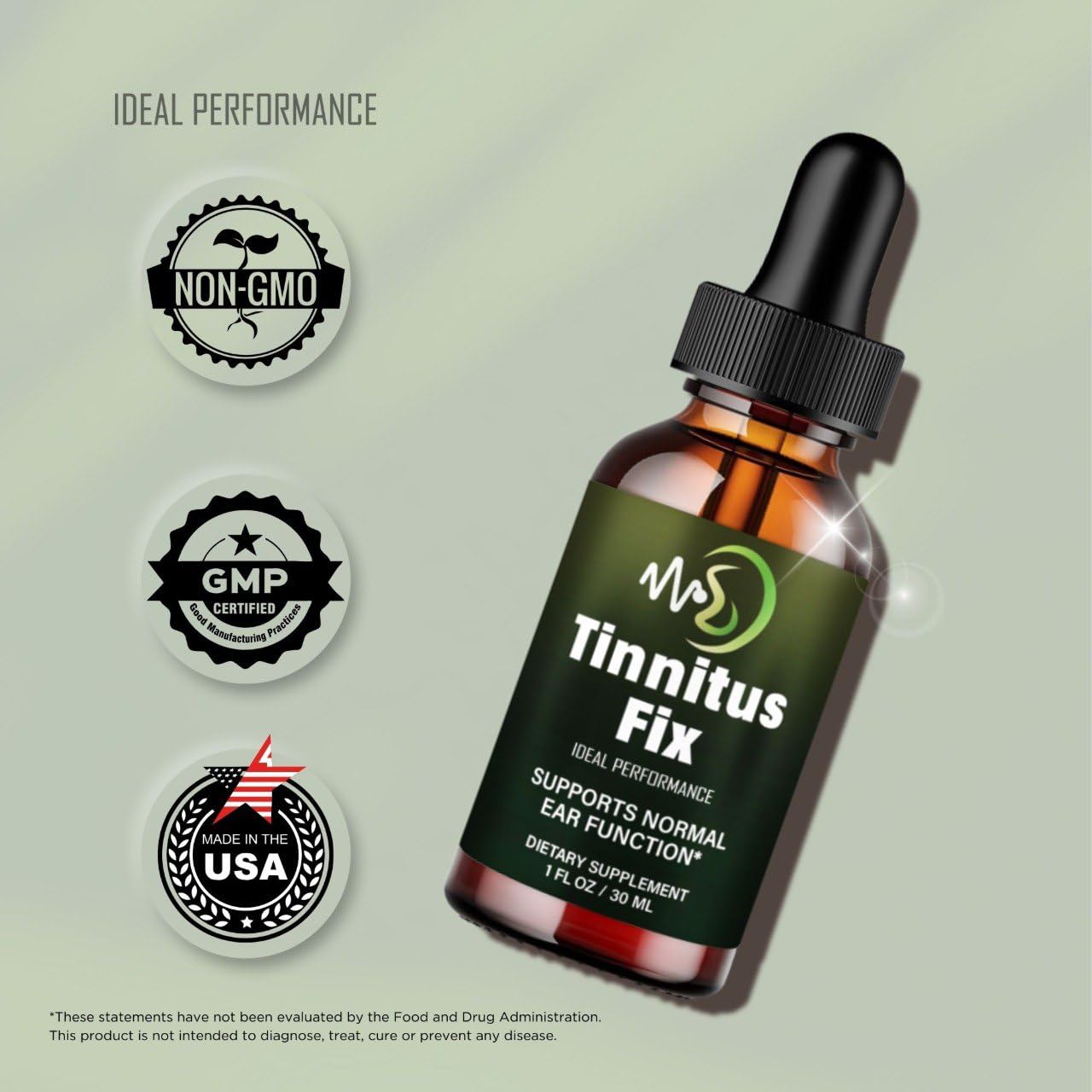 IDEAL PERFORMANCE Tinnitus Fix Drops dropper close-up