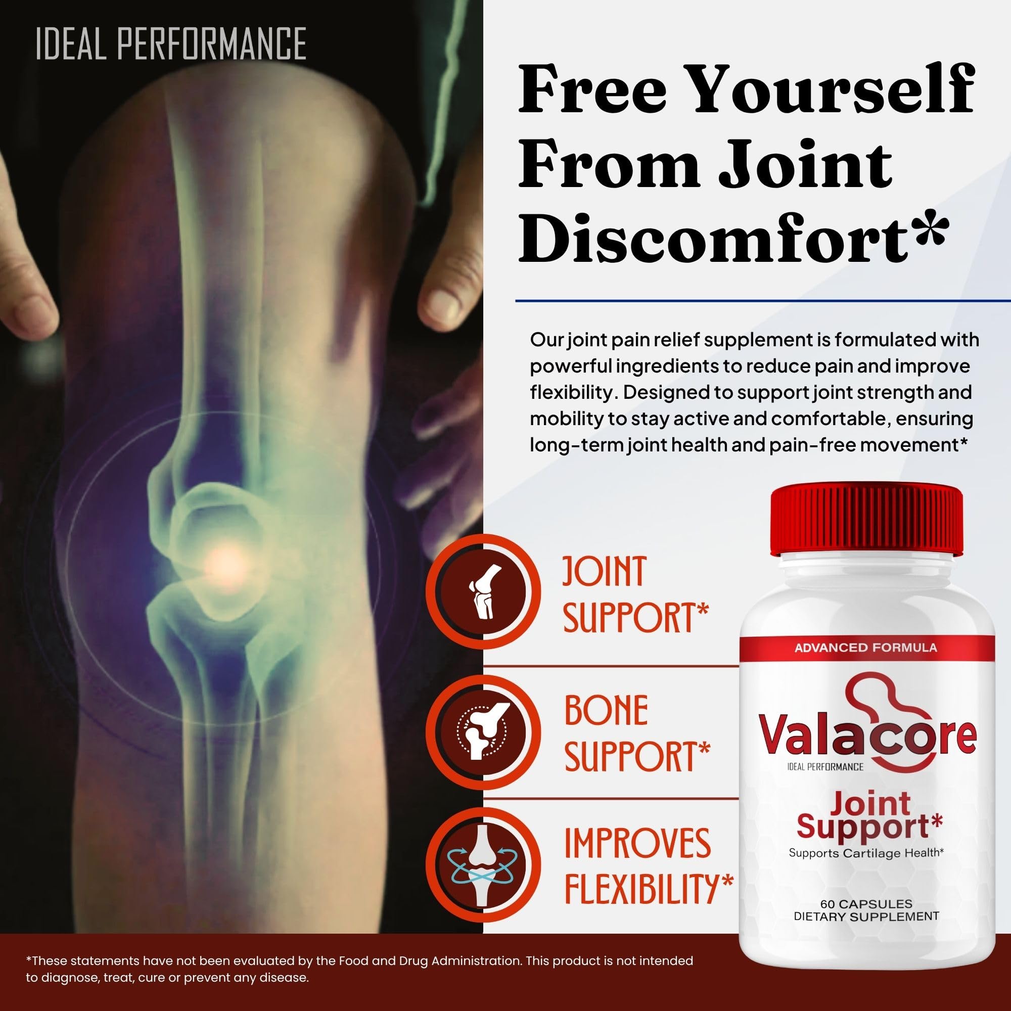 IDEAL PERFORMANCE Valacore Joint Support Capsules on a table
