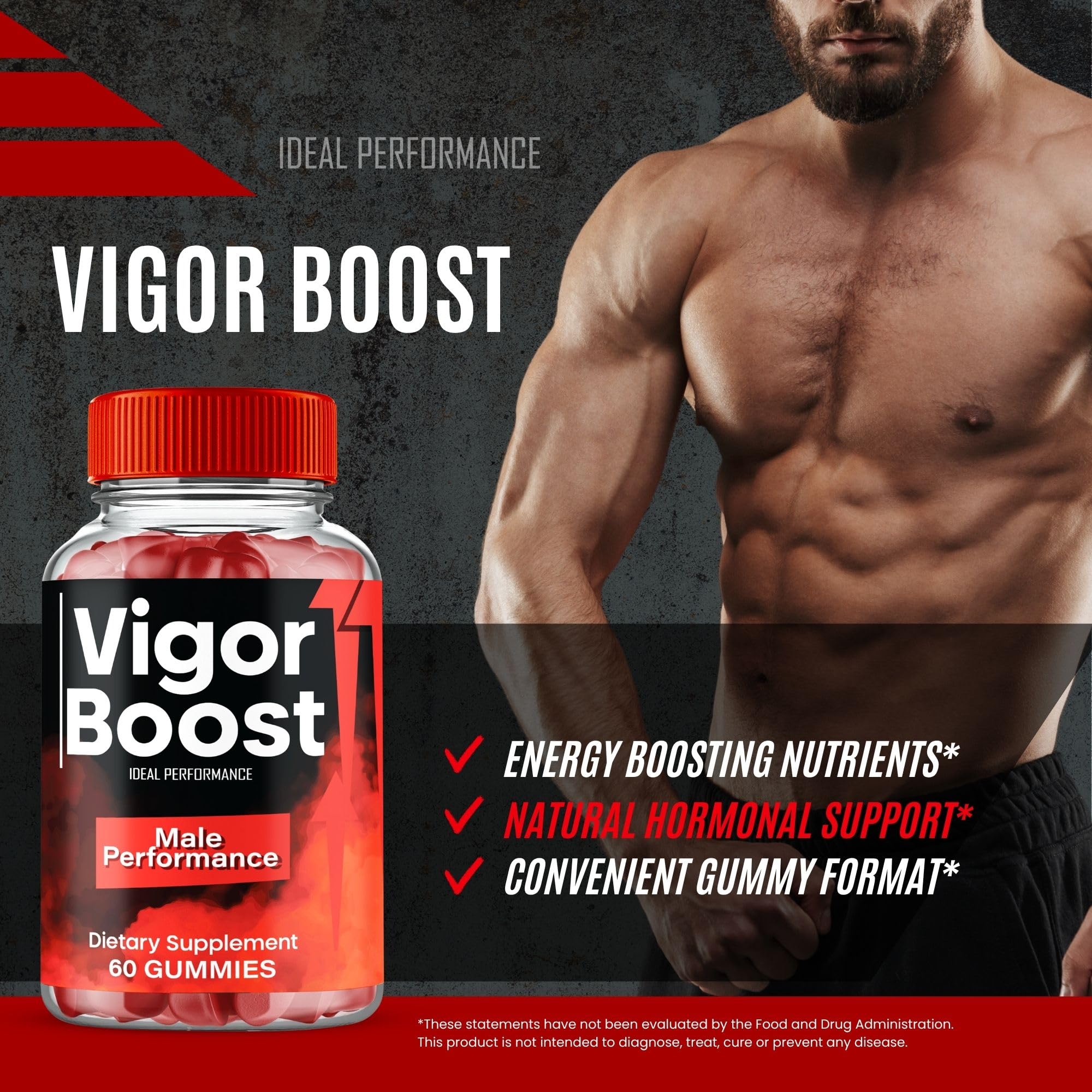 IDEAL PERFORMANCE Vigor support Gummies close-up of gummy texture